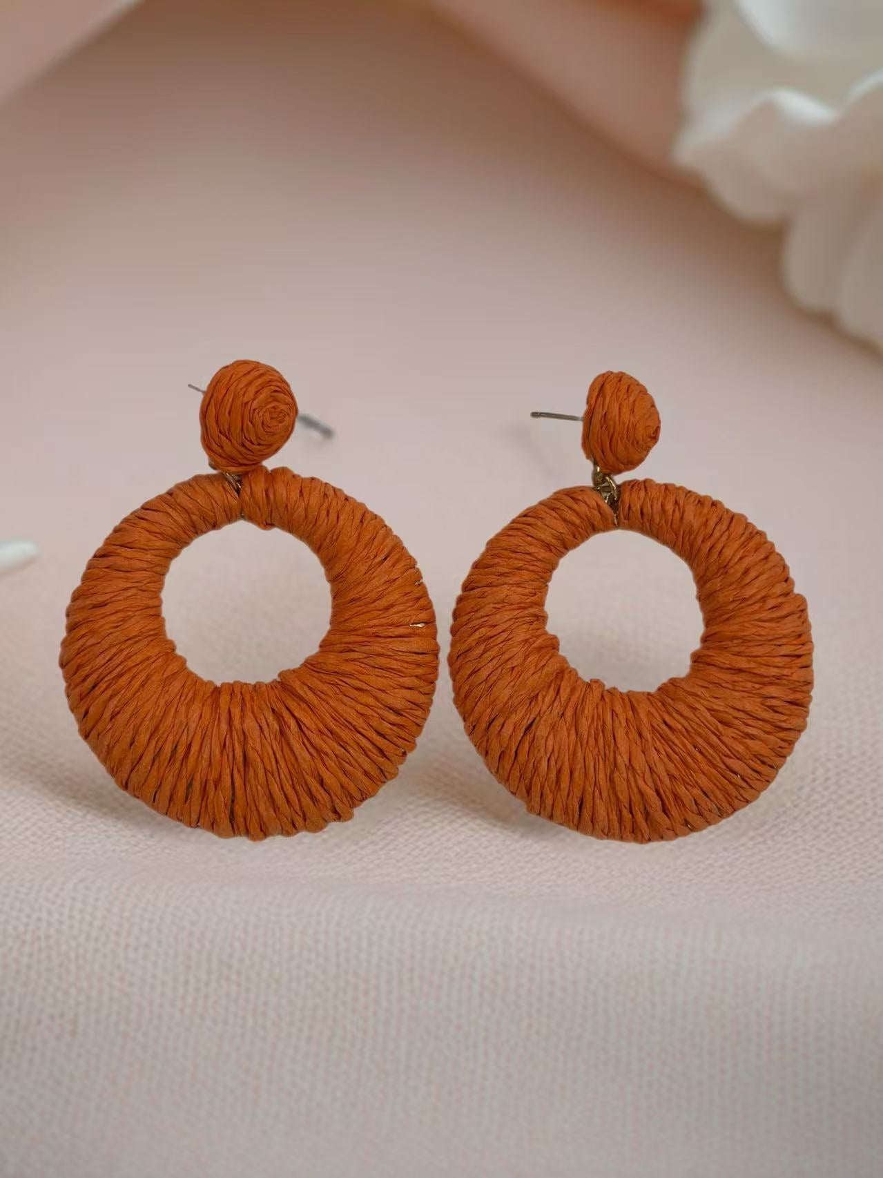 Bold Raffia Wrapped Earrings – Summer Essentials