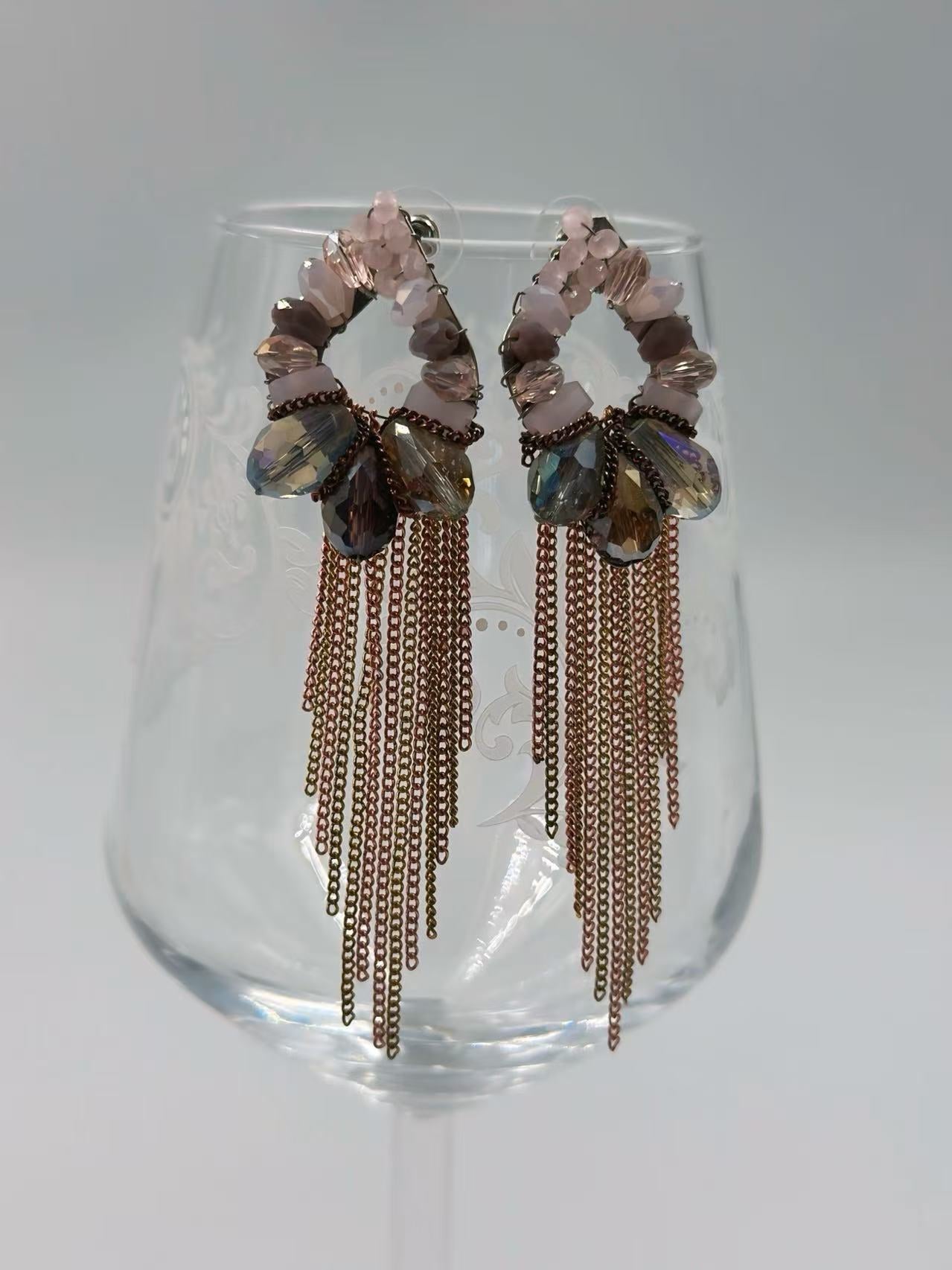 Elegant Bohemian Tassel Earrings with Beaded Accents