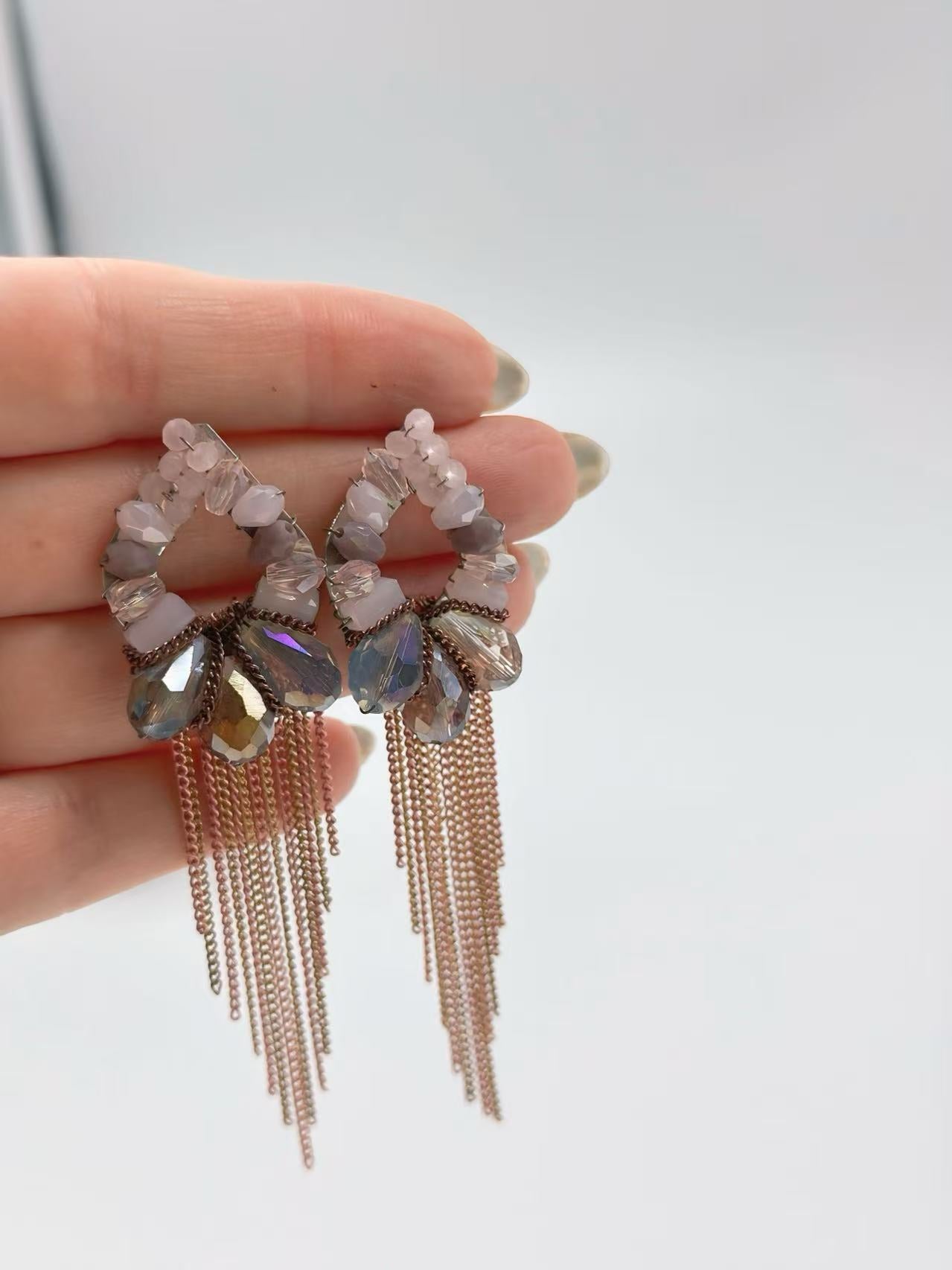 Elegant Bohemian Tassel Earrings with Beaded Accents