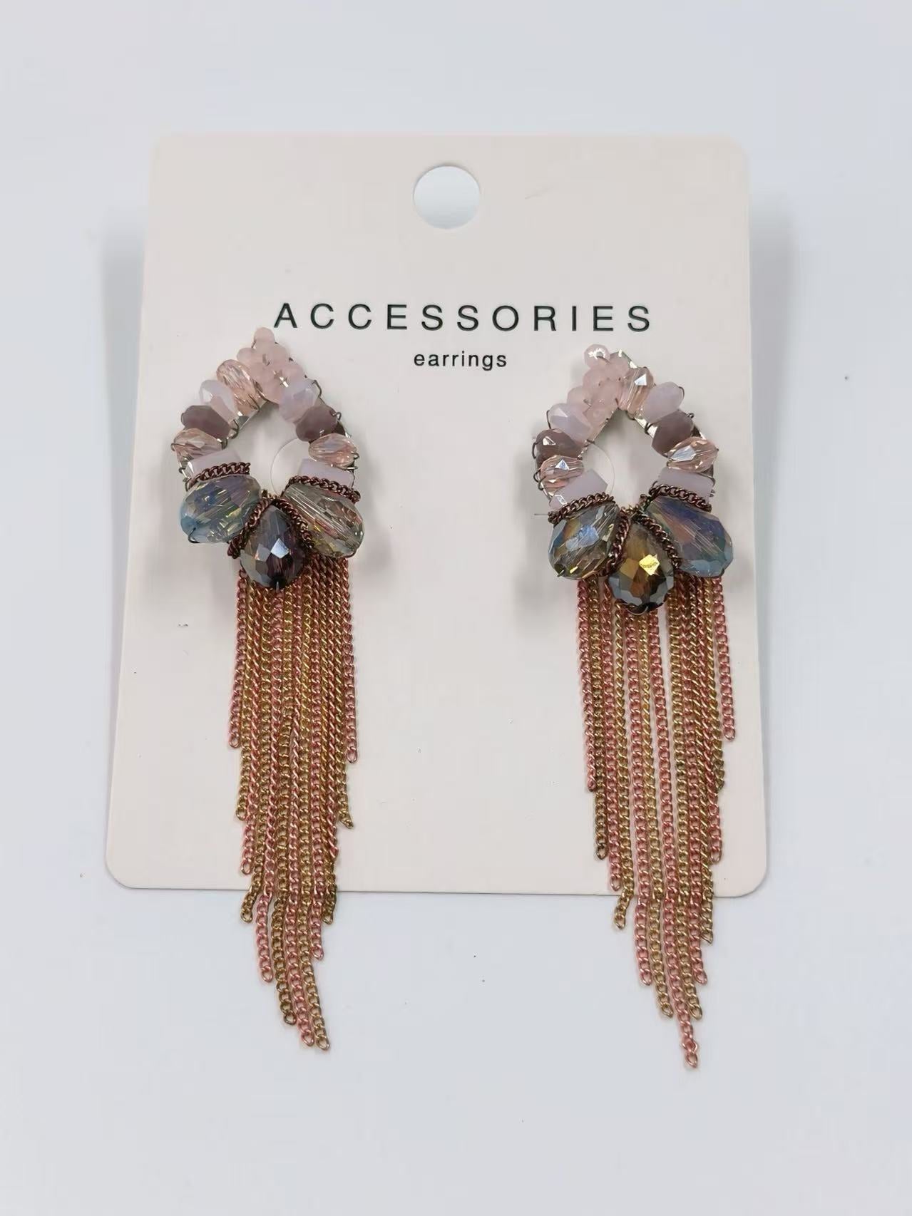Elegant Bohemian Tassel Earrings with Beaded Accents