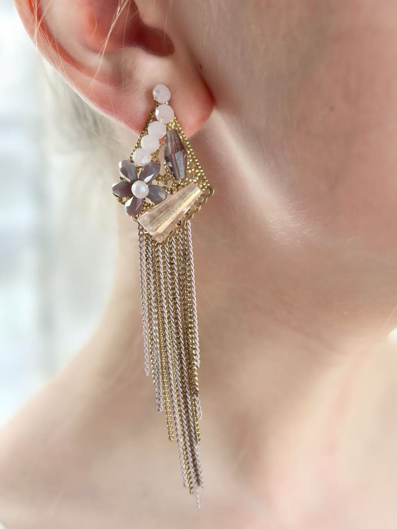 Elegant Floral Tassel Earrings