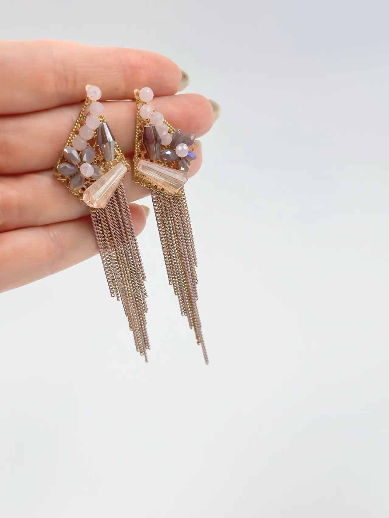 Elegant Floral Tassel Earrings