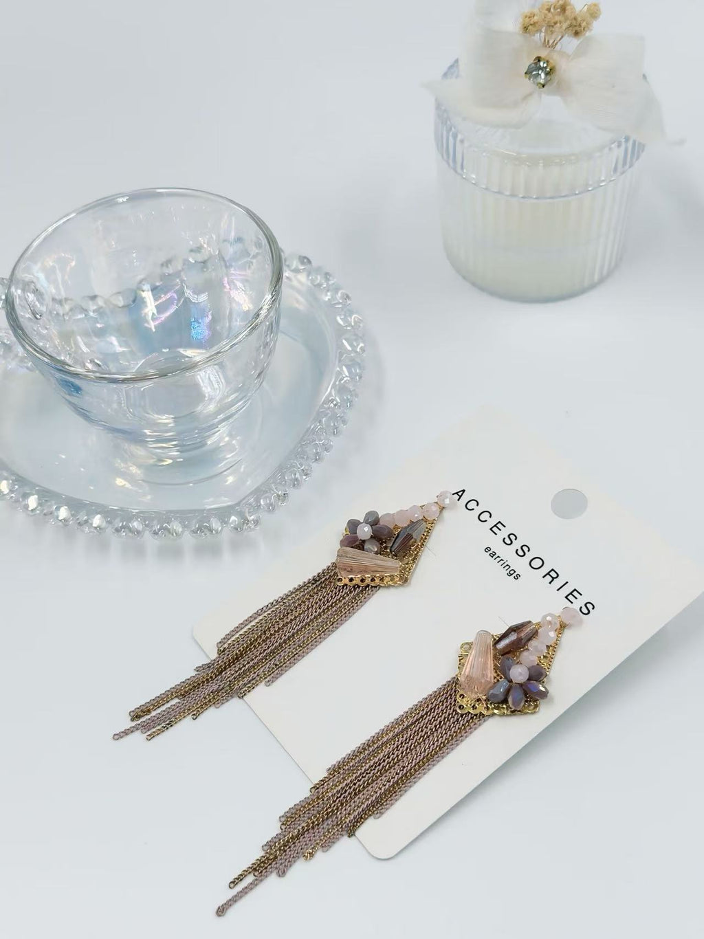 Elegant Floral Tassel Earrings