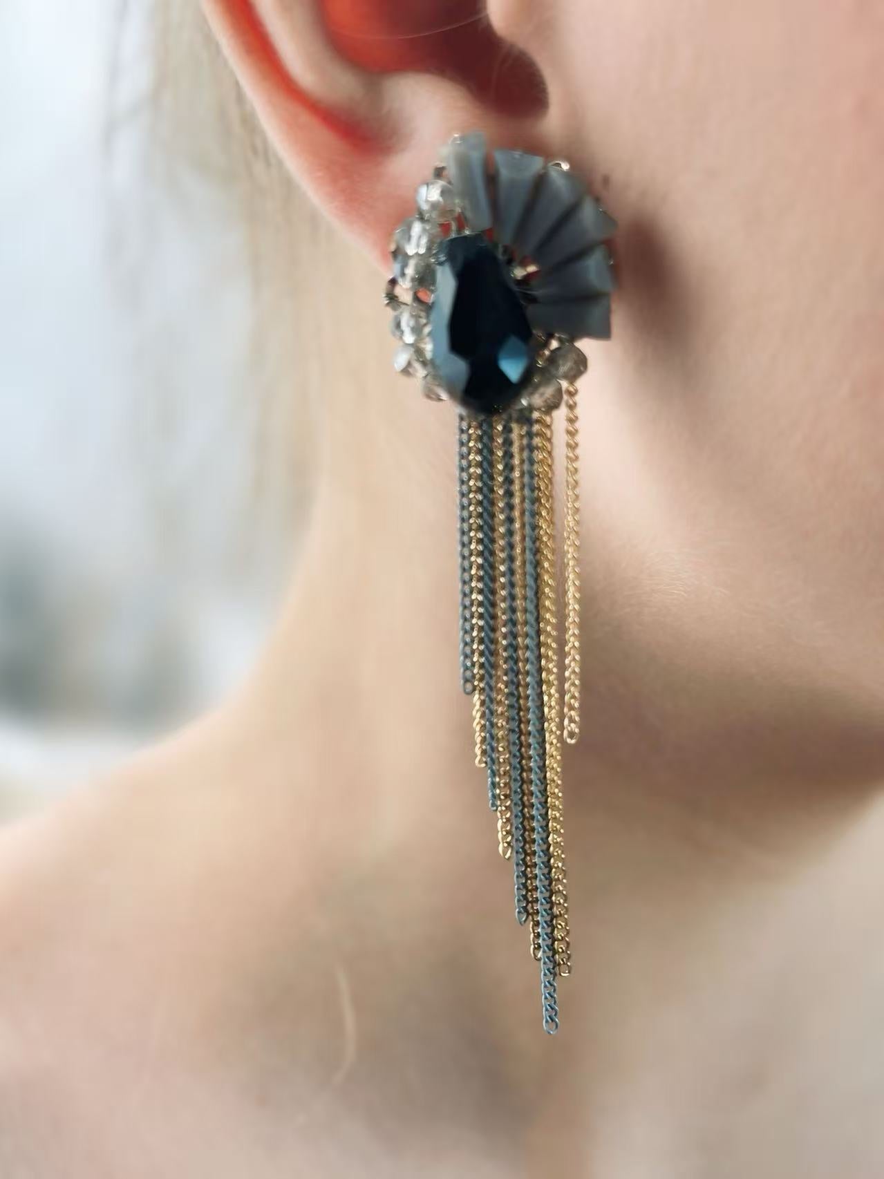 Elegant Statement Earring with Cascading Chains