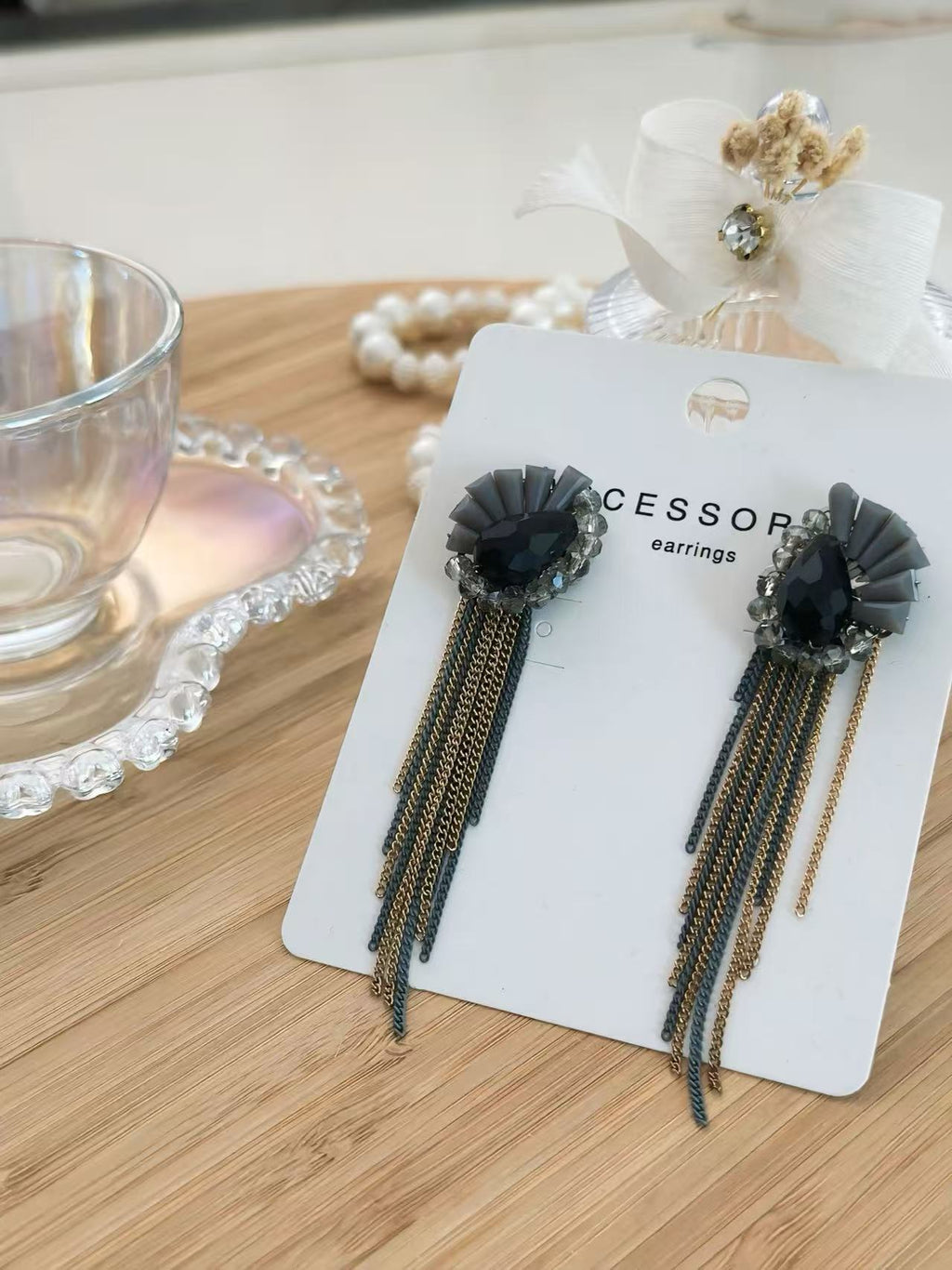 Elegant Statement Earring with Cascading Chains