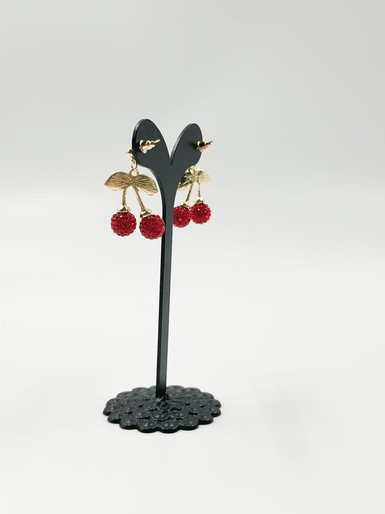 Crystal Cherry Charm Earrings