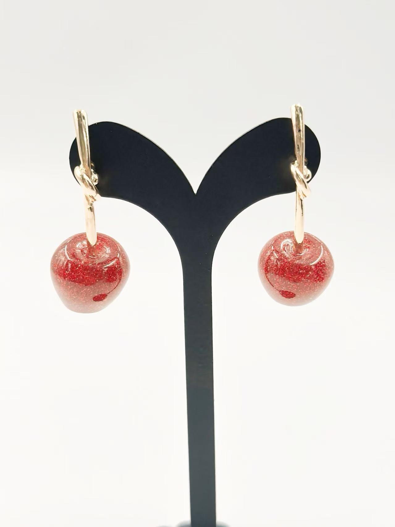 Sparkling Cherry Glass Earrings