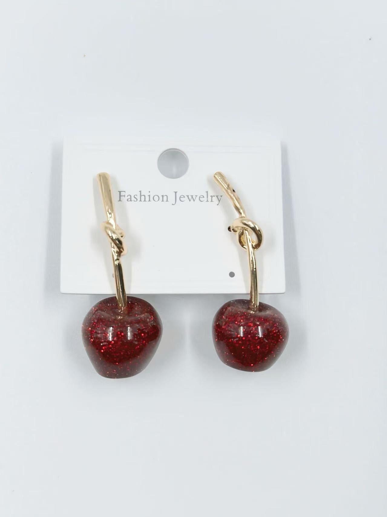 Sparkling Cherry Glass Earrings