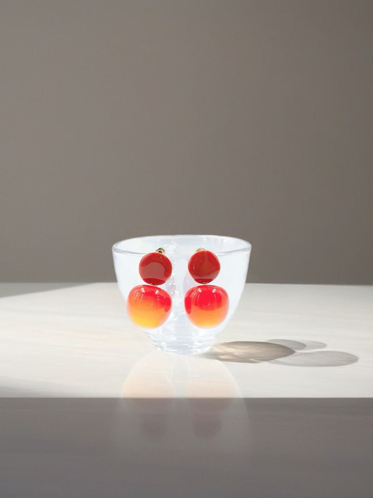 Sunset Ombre Cherry Stud Earrings