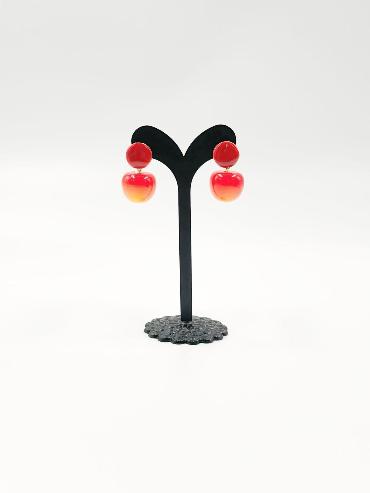 Sunset Ombre Cherry Stud Earrings