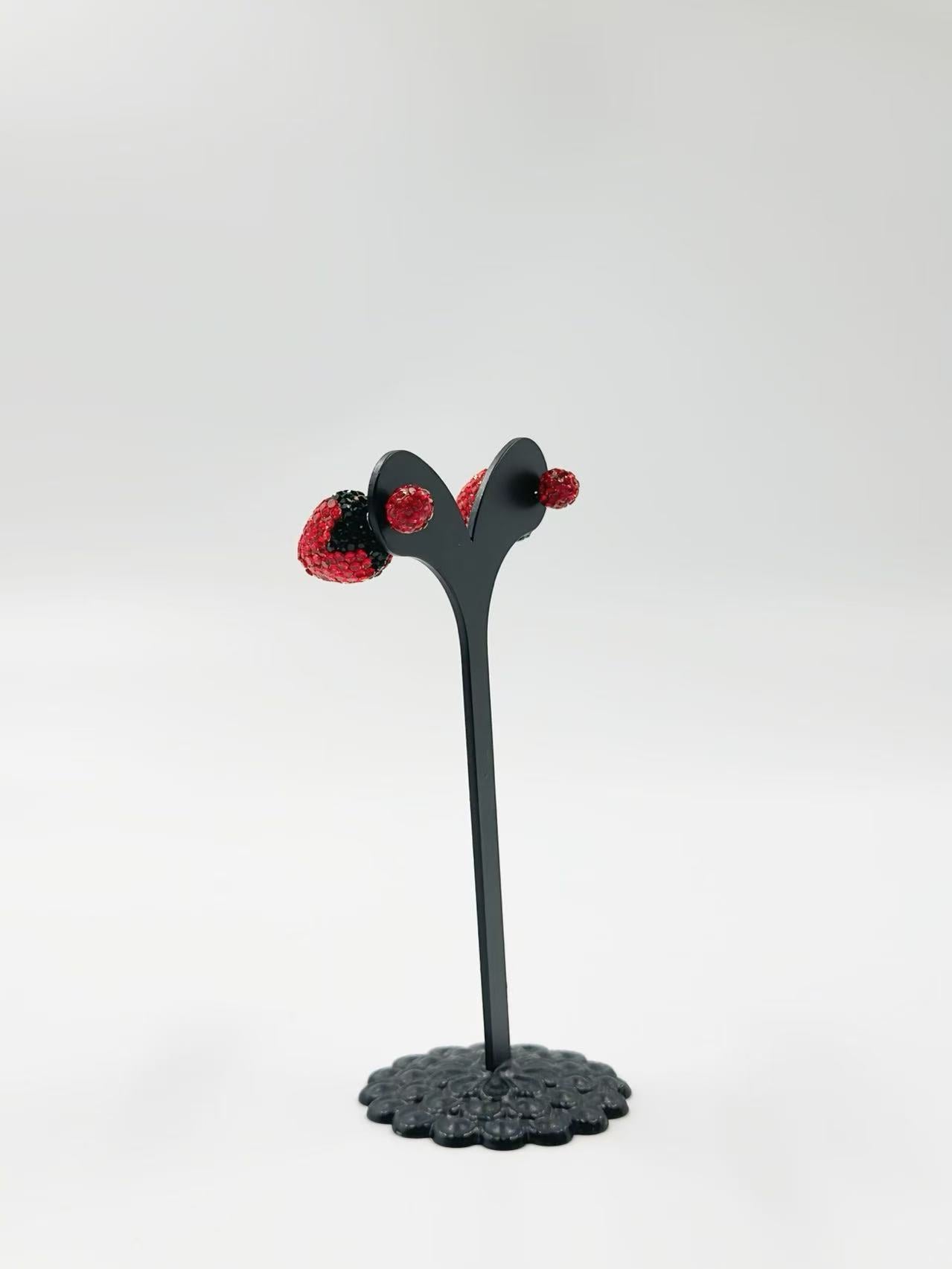 Sparkling Strawberry Stud Earrings