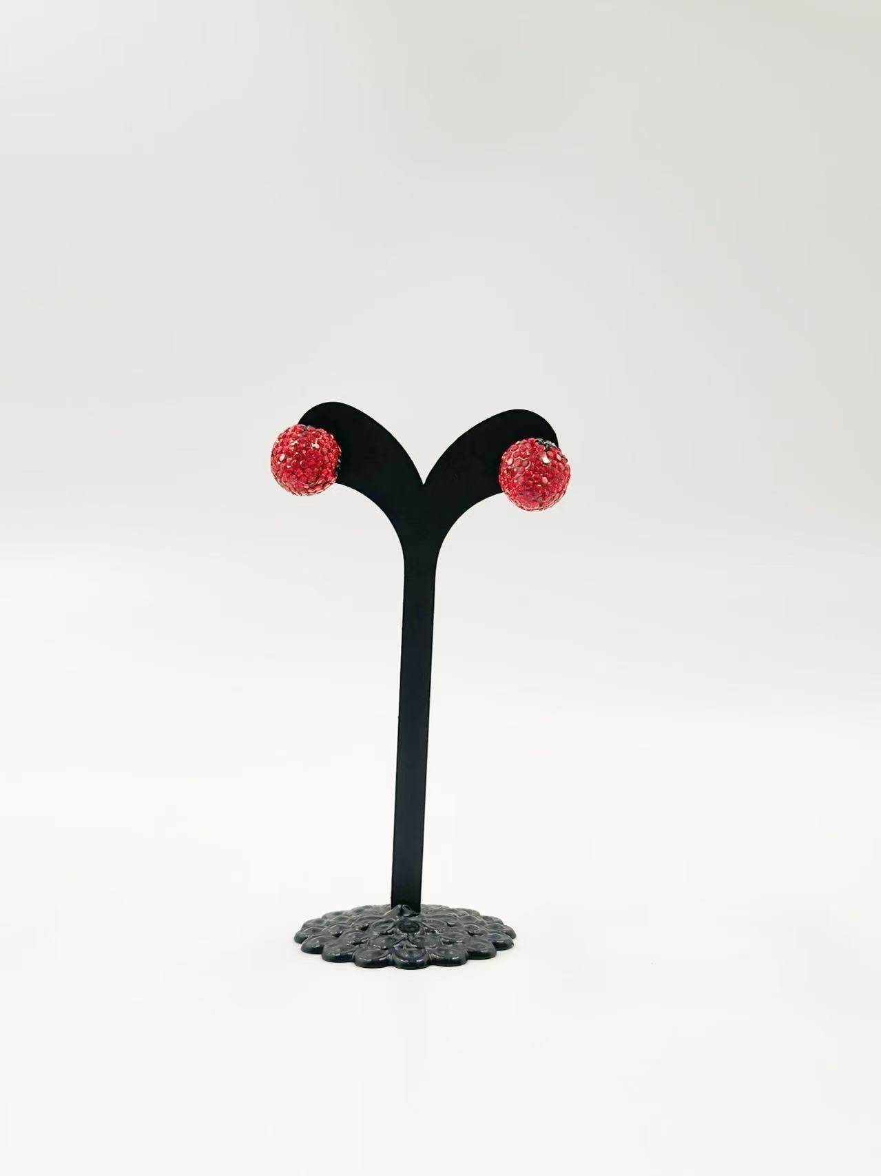 Sparkling Strawberry Stud Earrings