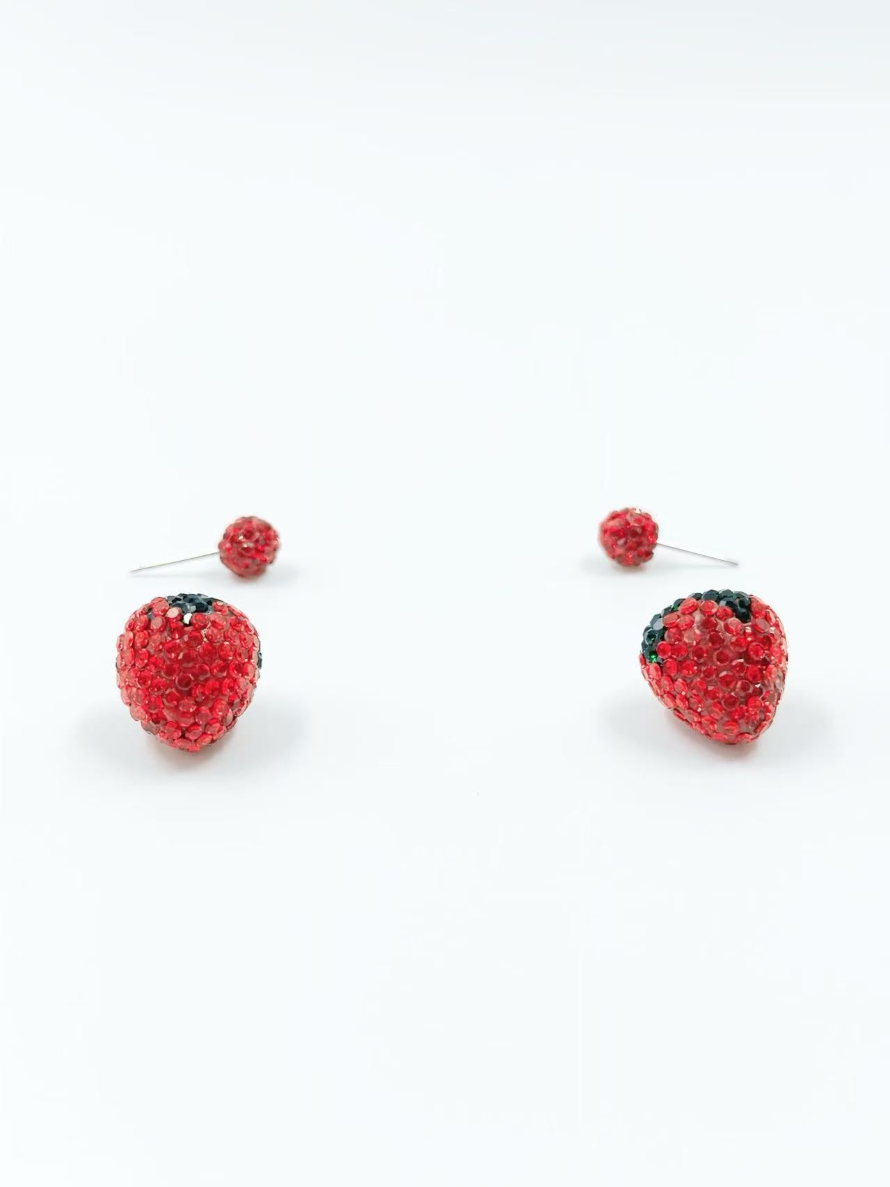Sparkling Strawberry Stud Earrings