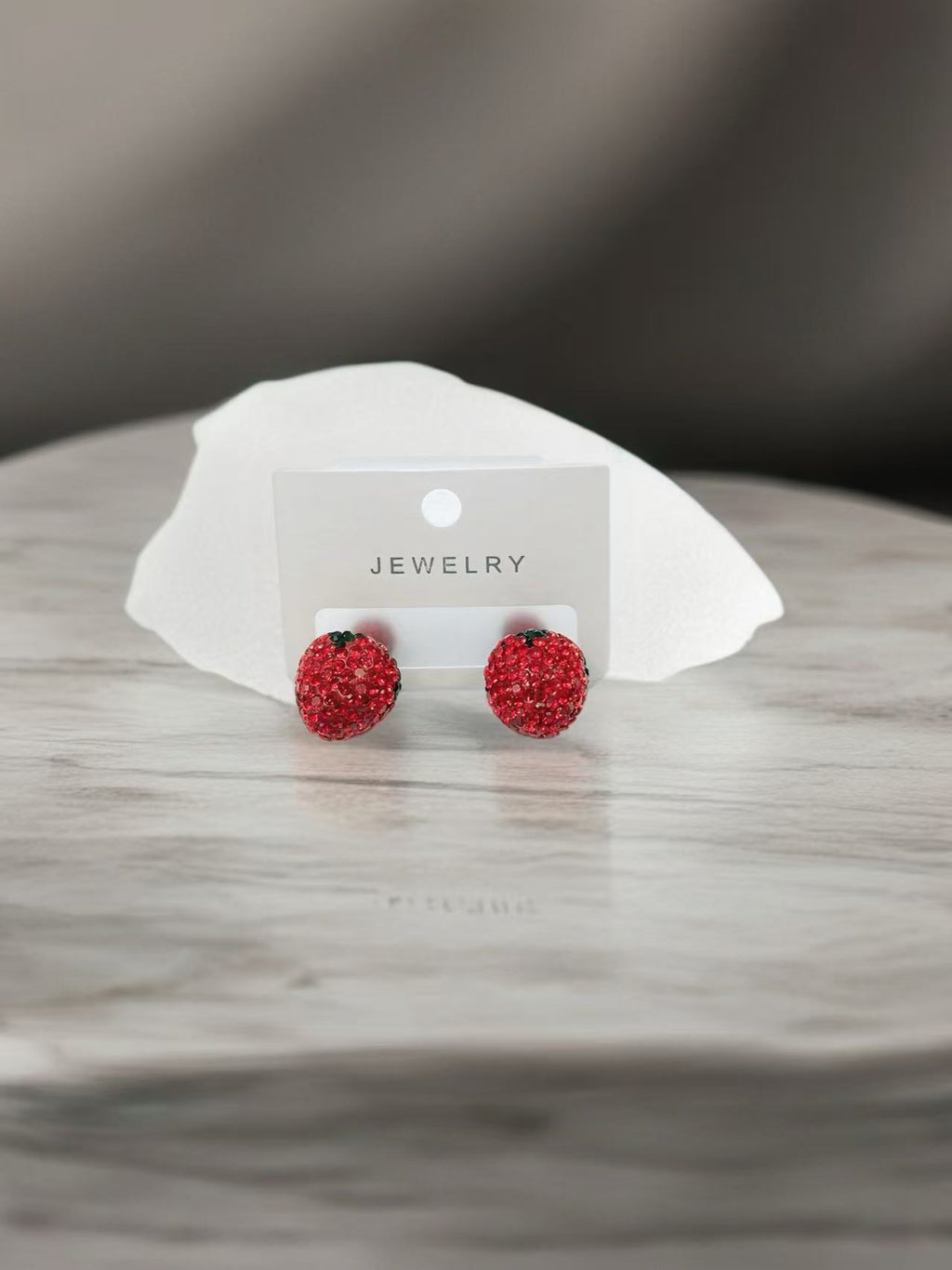 Sparkling Strawberry Stud Earrings