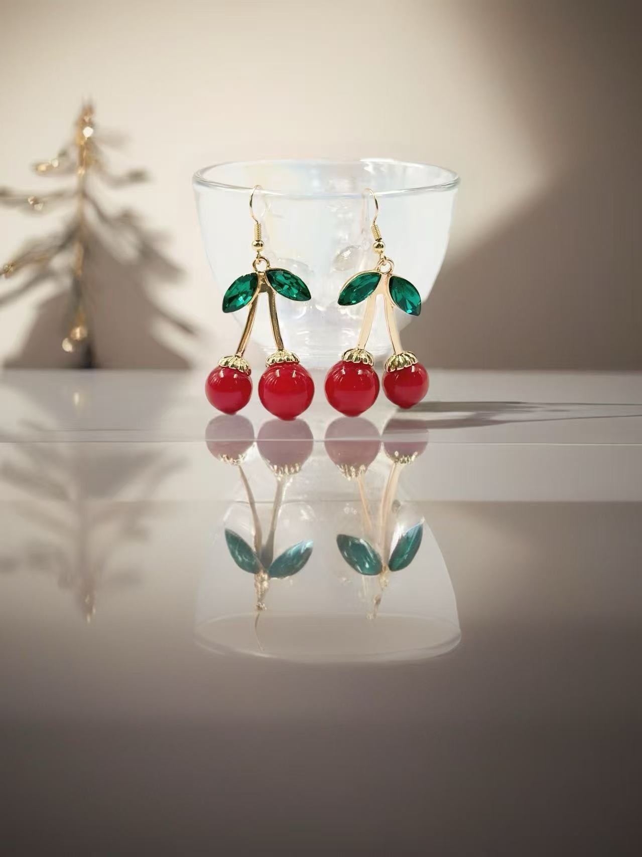Elegant Cherry Dangle Earrings