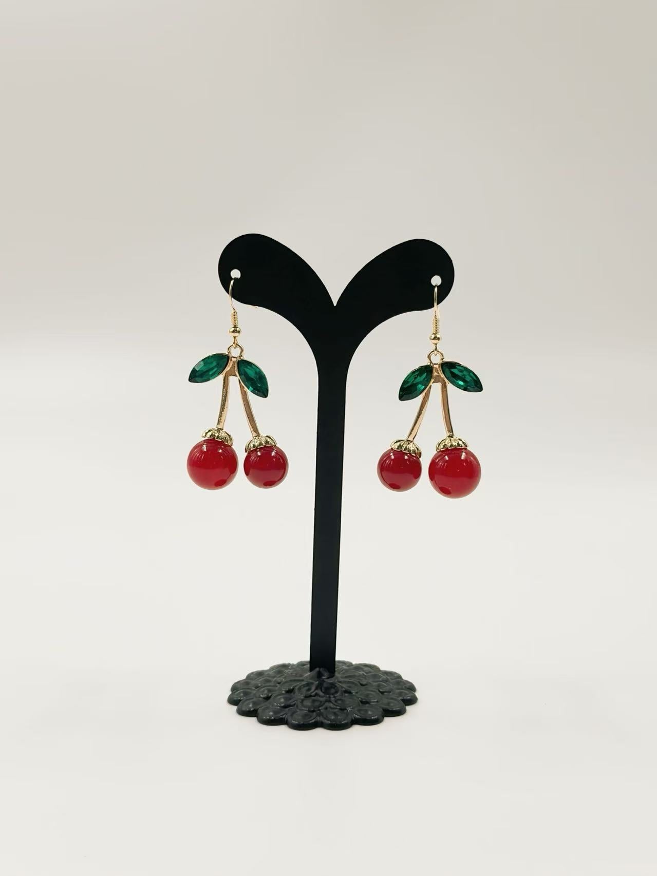 Elegant Cherry Dangle Earrings