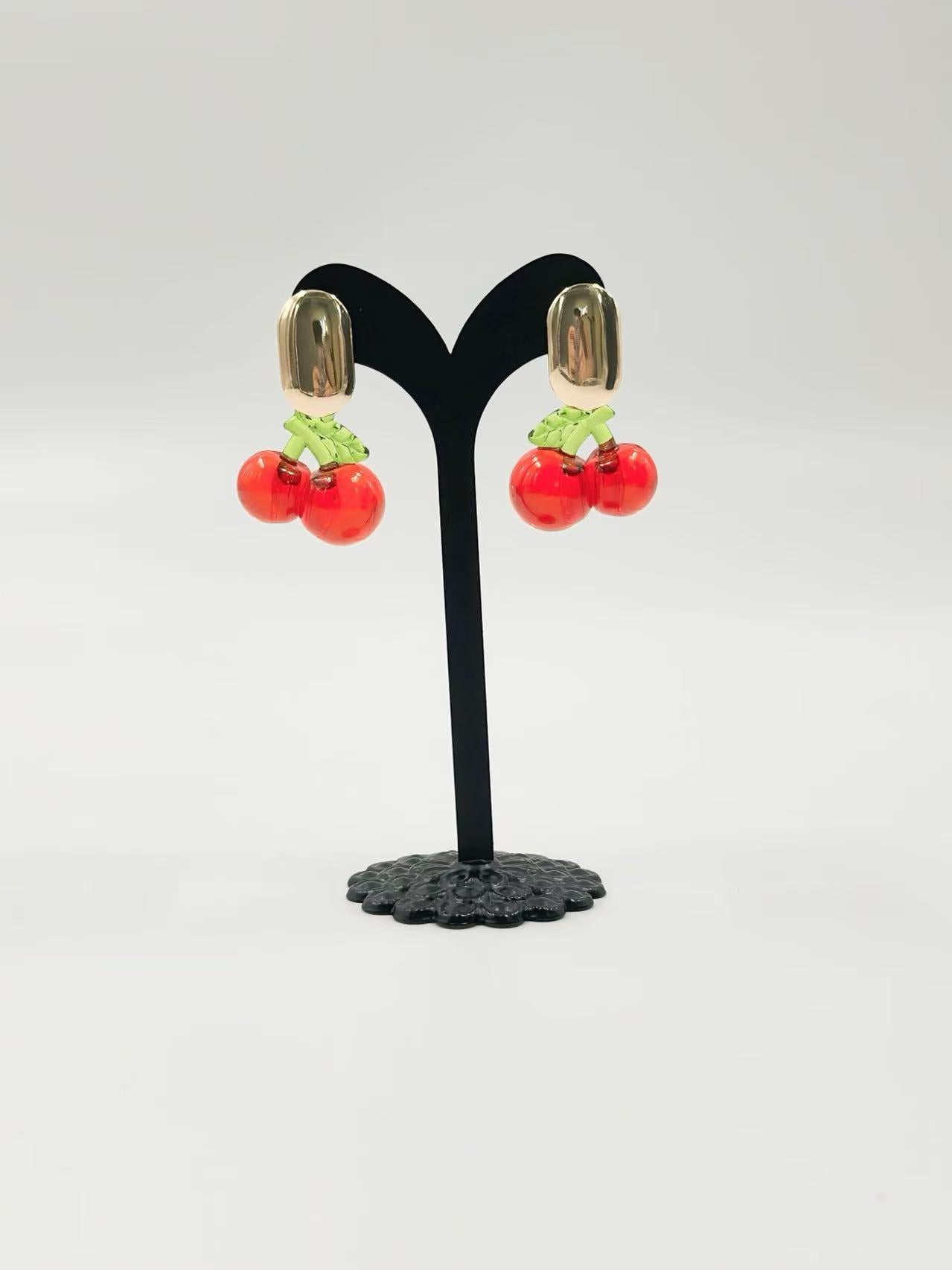 Glossy Cherry Stud Earrings