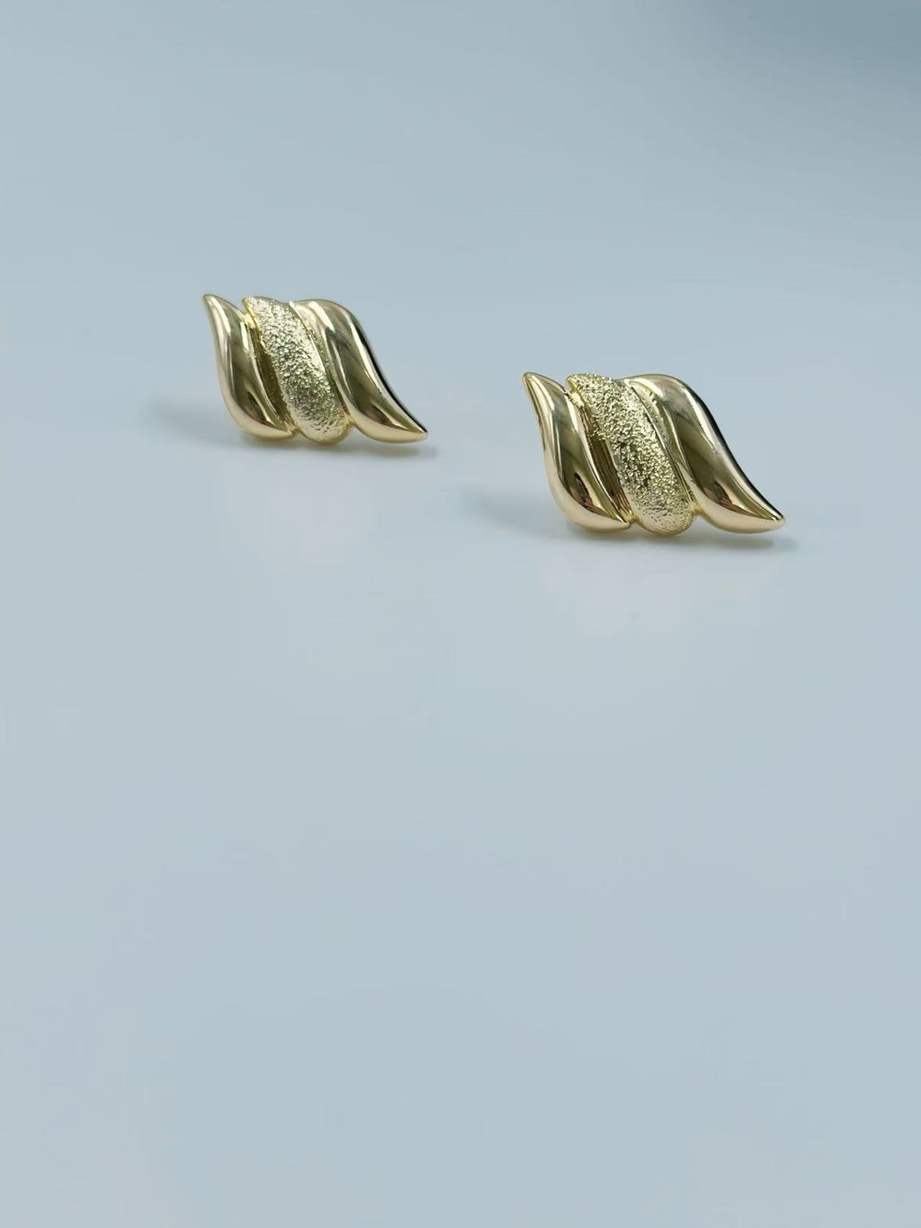 Sculpted Gold-Tone Wave Stud Earrings