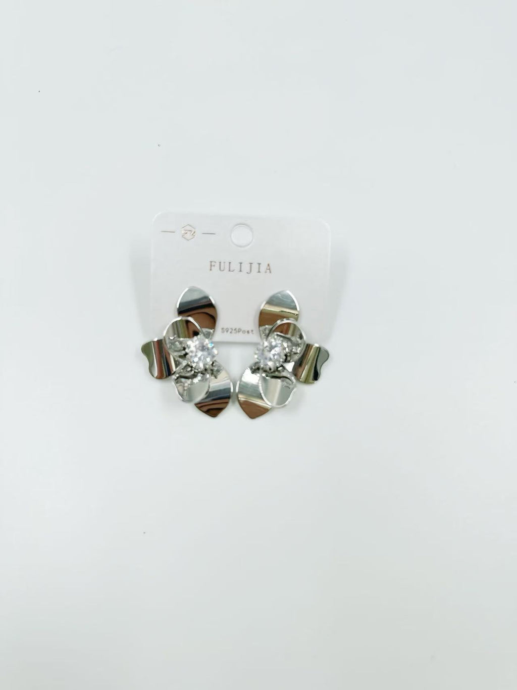 Silver Orchid Crystal Stud Earrings