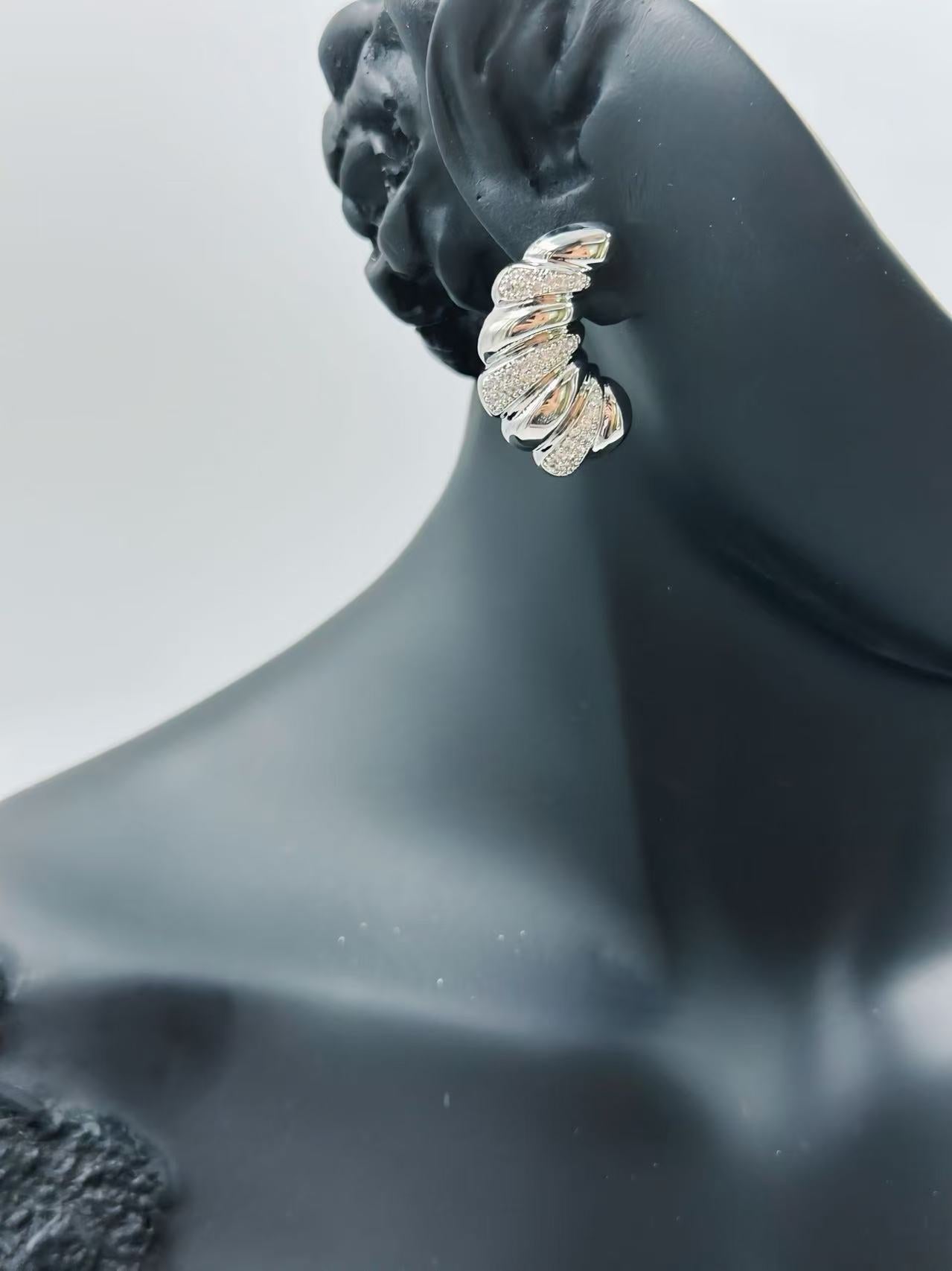 Furled Twist Sterling Silver-Tone Earrings
