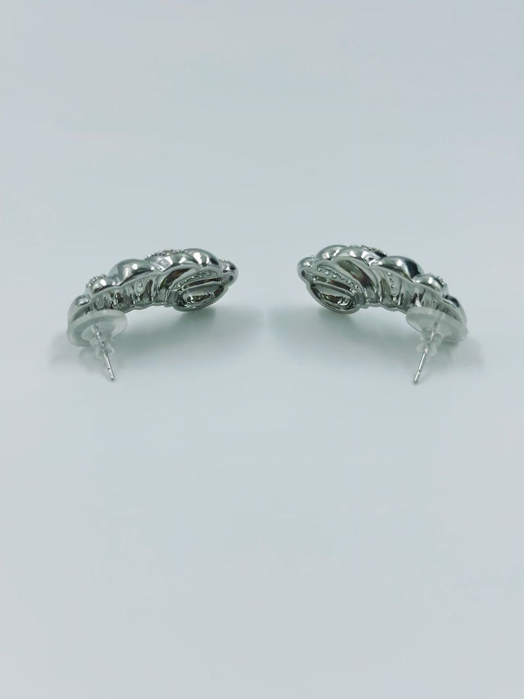 Furled Twist Sterling Silver-Tone Earrings
