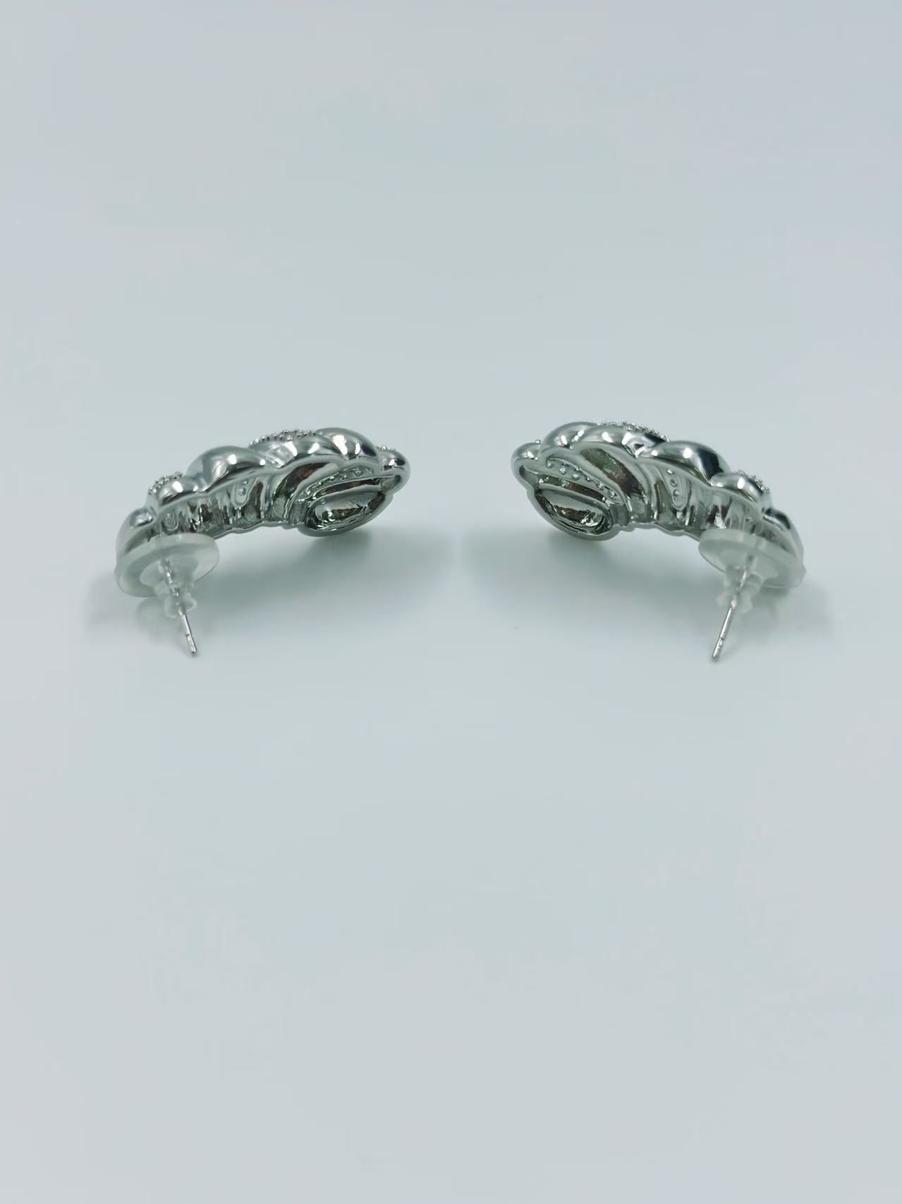 Furled Twist Sterling Silver-Tone Earrings