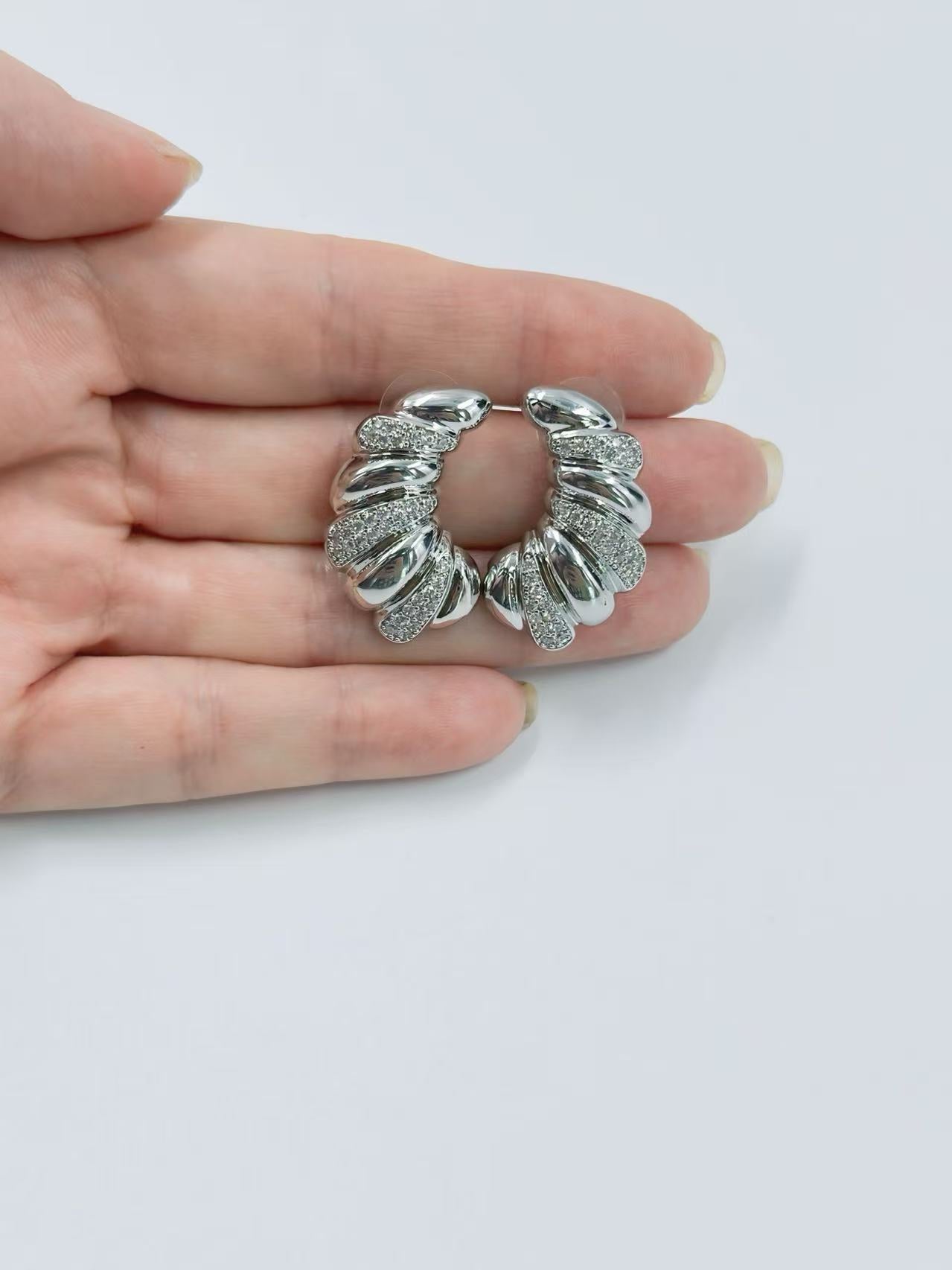 Furled Twist Sterling Silver-Tone Earrings