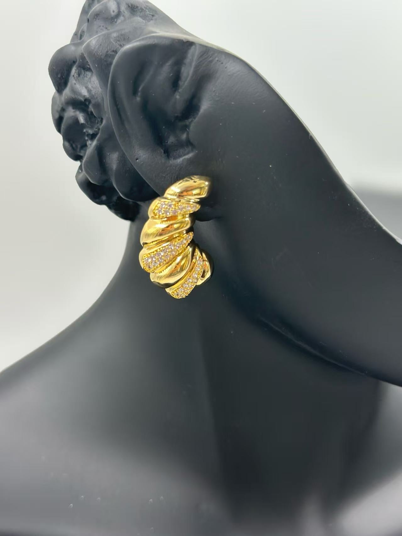 Furled Twist Sterling Gold-Tone Earrings