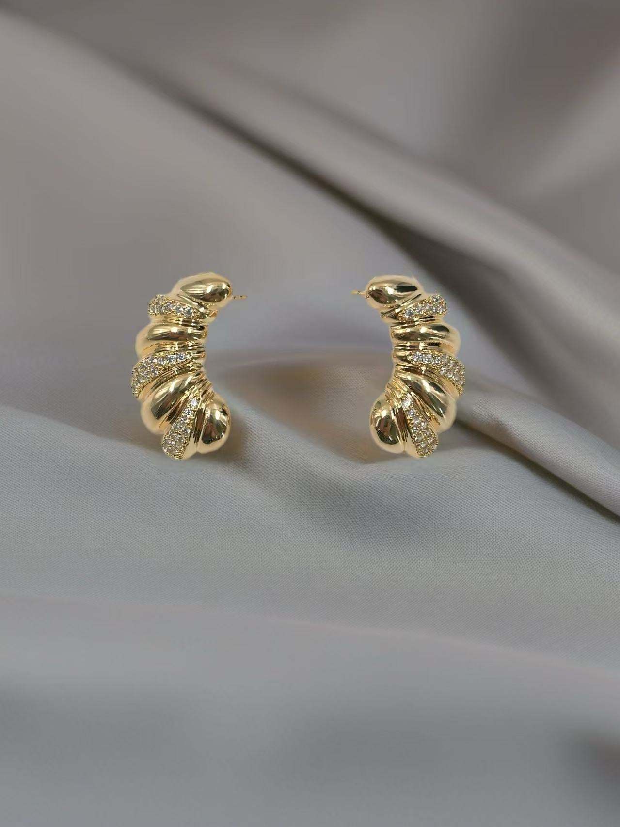 Furled Twist Sterling Gold-Tone Earrings