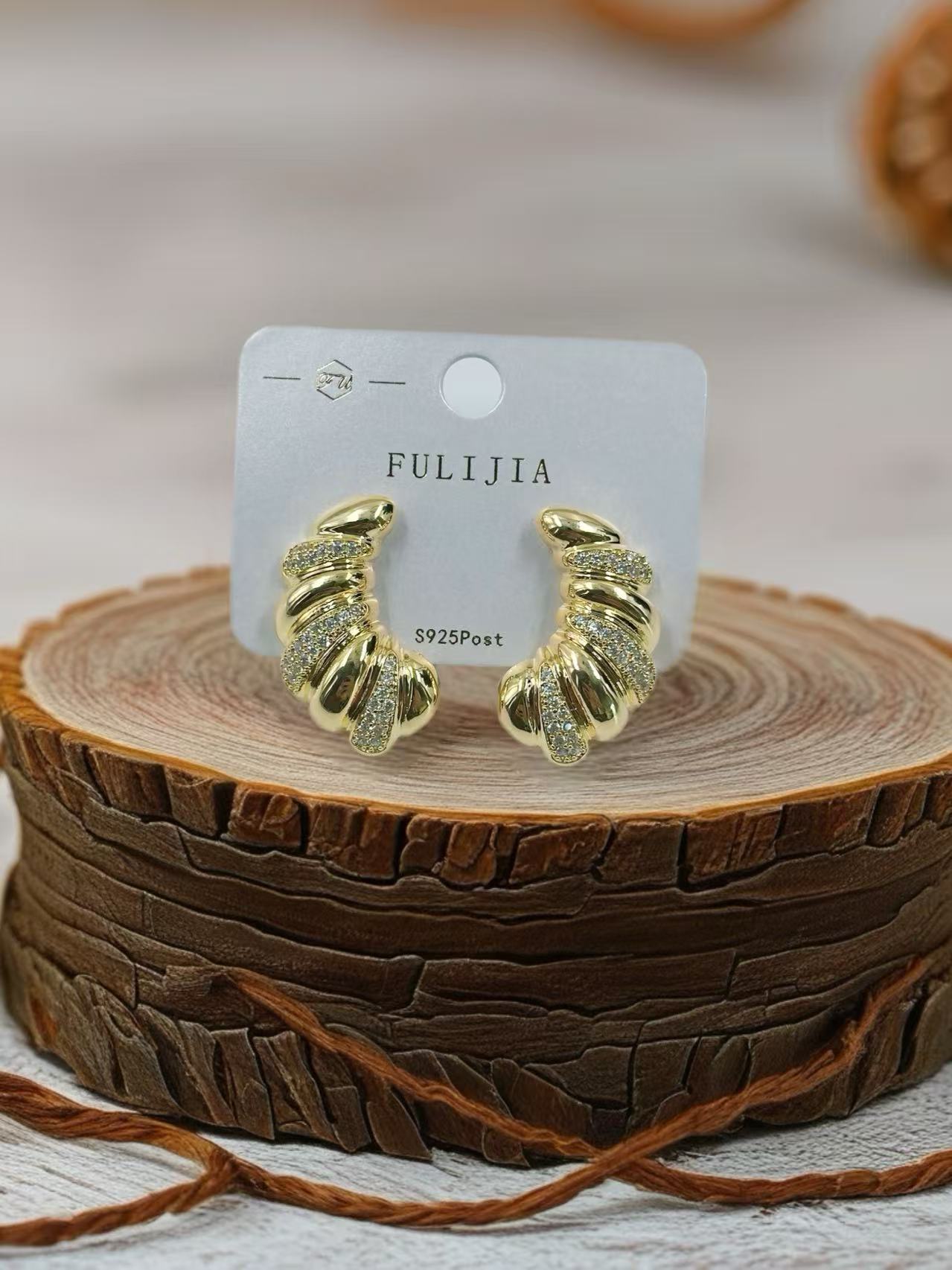 Furled Twist Sterling Gold-Tone Earrings