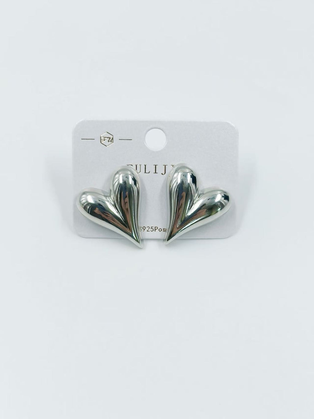 Silver-Tone Asymmetrical Heart Stud Earrings