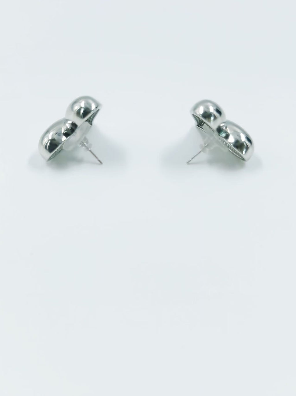 Silver-Tone Asymmetrical Heart Stud Earrings
