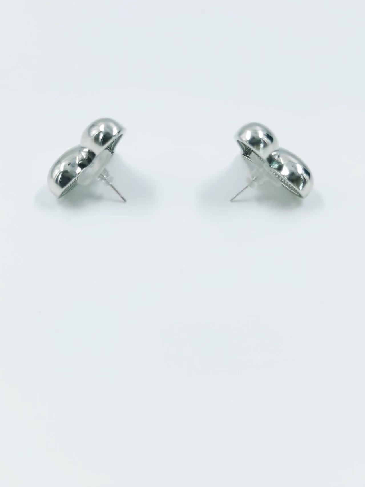 Silver-Tone Asymmetrical Heart Stud Earrings