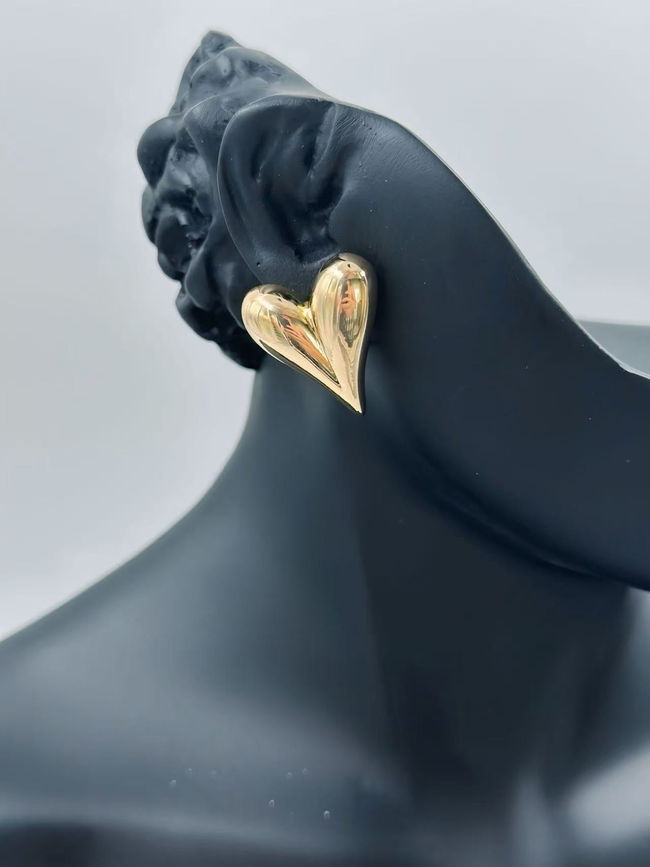 Golden-Tone Asymmetrical Heart Stud Earrings