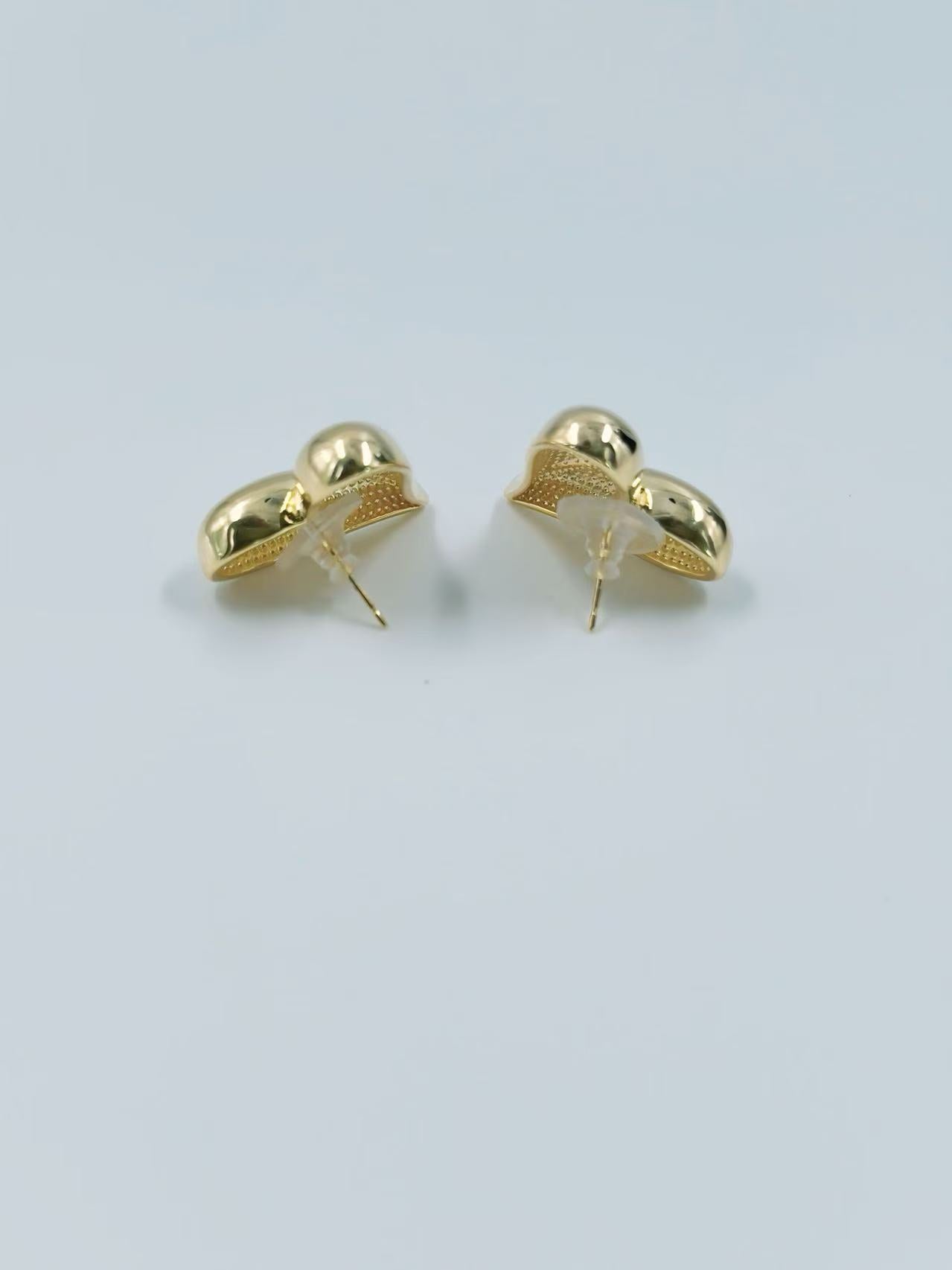 Golden-Tone Asymmetrical Heart Stud Earrings