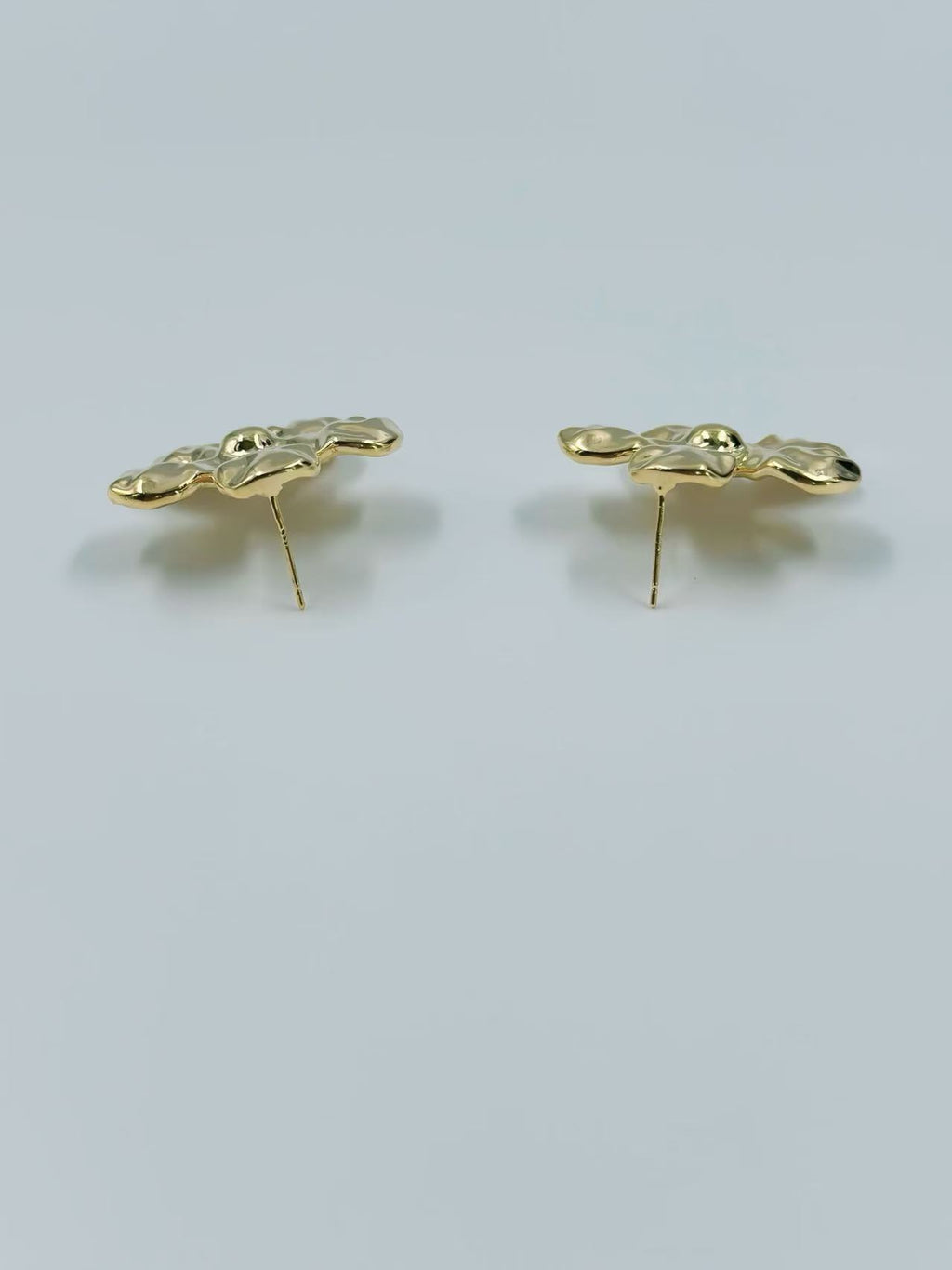 Gold-Tone Textured Floral Drop Earrings