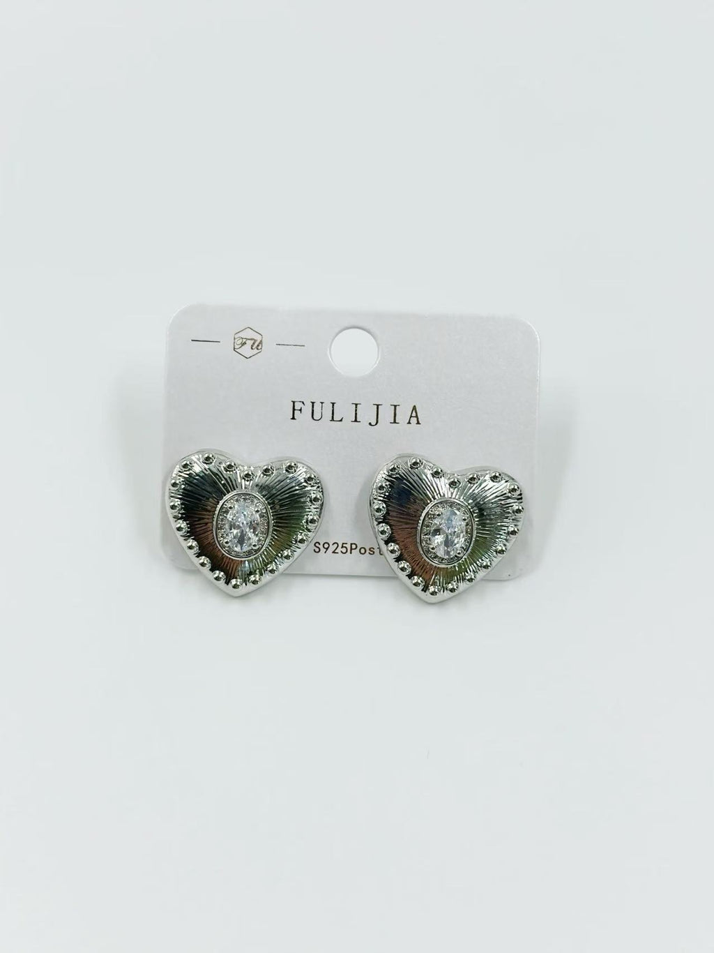 Silver Radiant Heart Stud Earrings