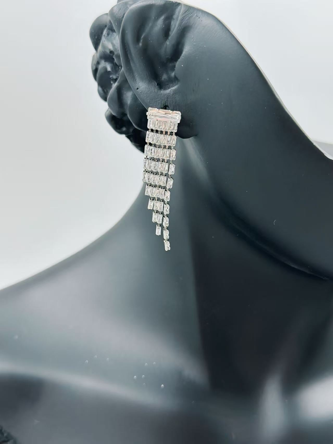 Silver-Tone Fringe Statement Earrings