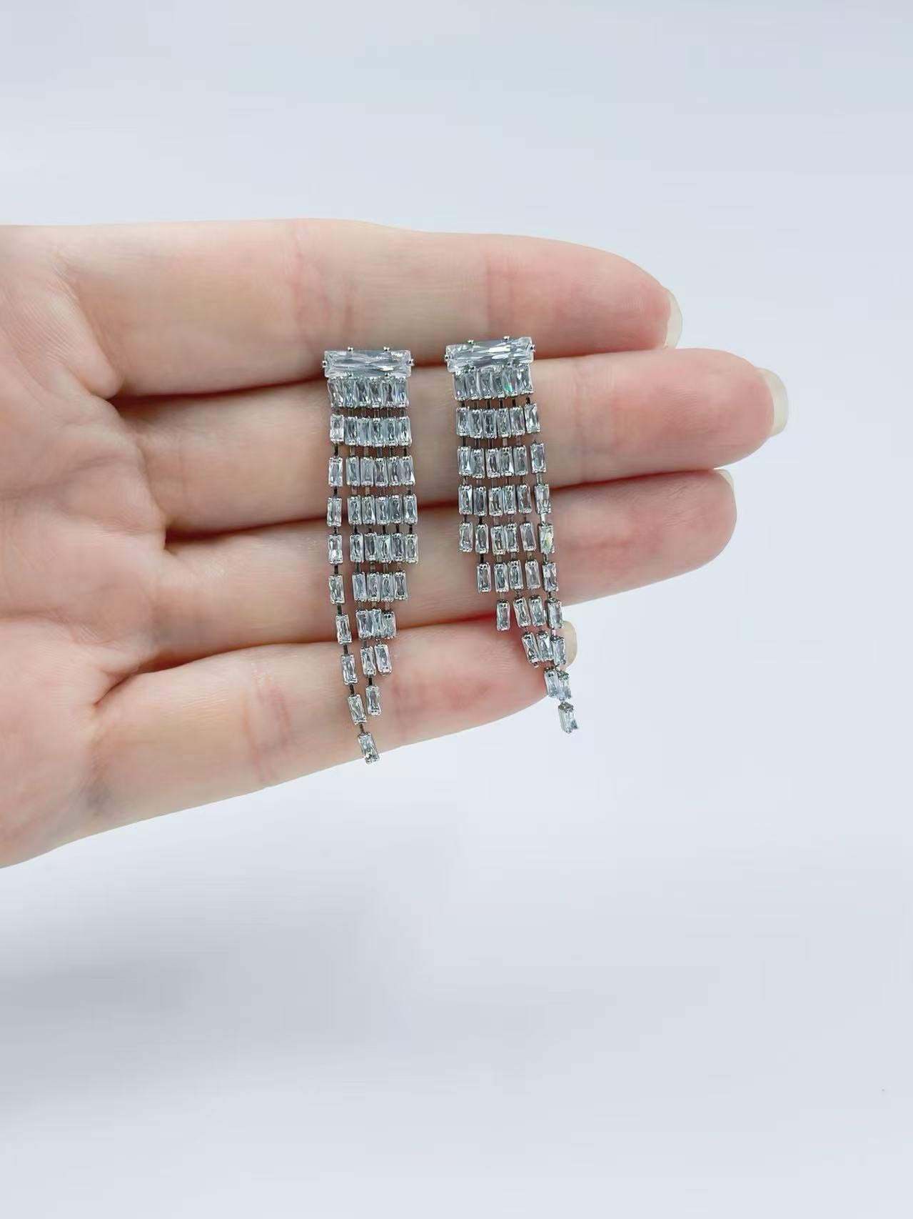 Silver-Tone Fringe Statement Earrings