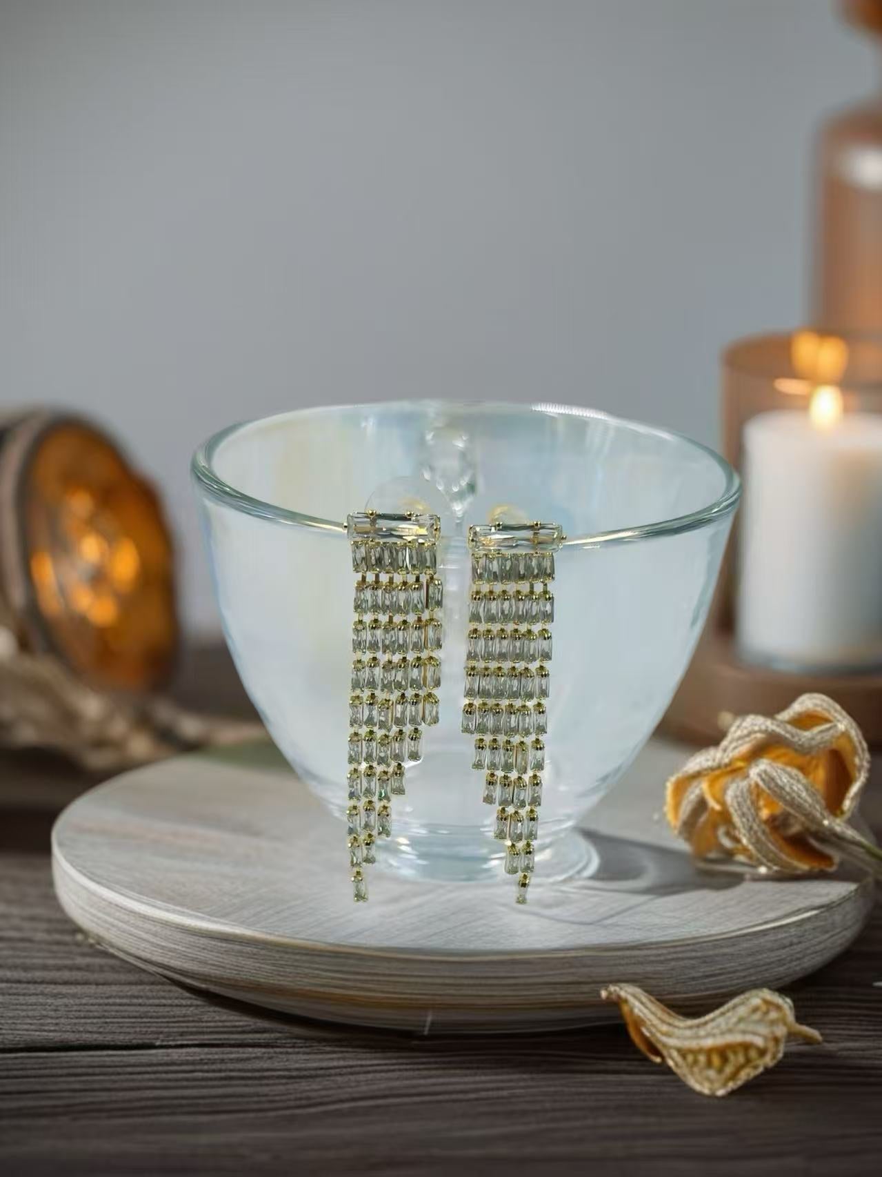 Gold Fringe Statement Earrings