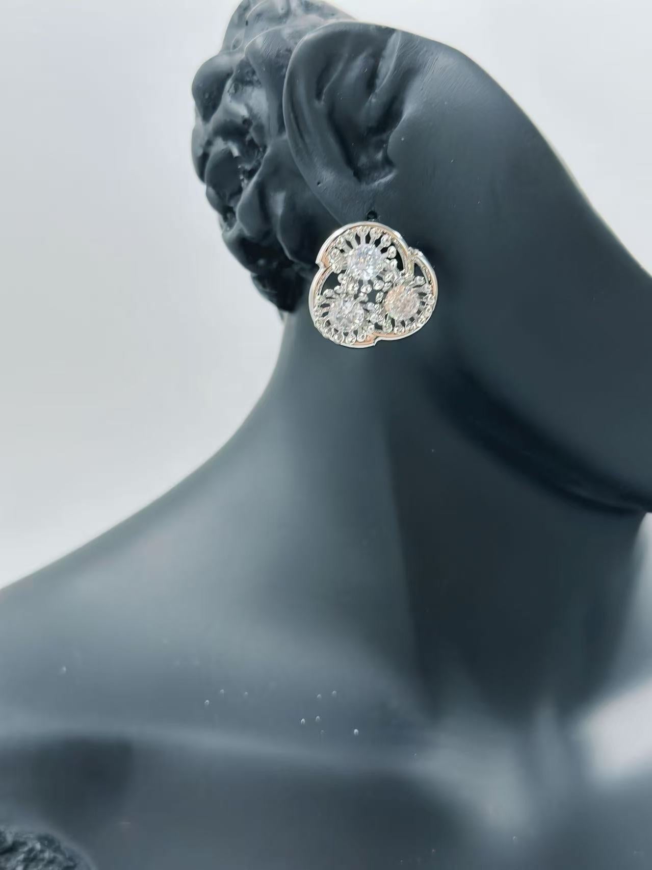 Silver Sparkle Stud Earrings