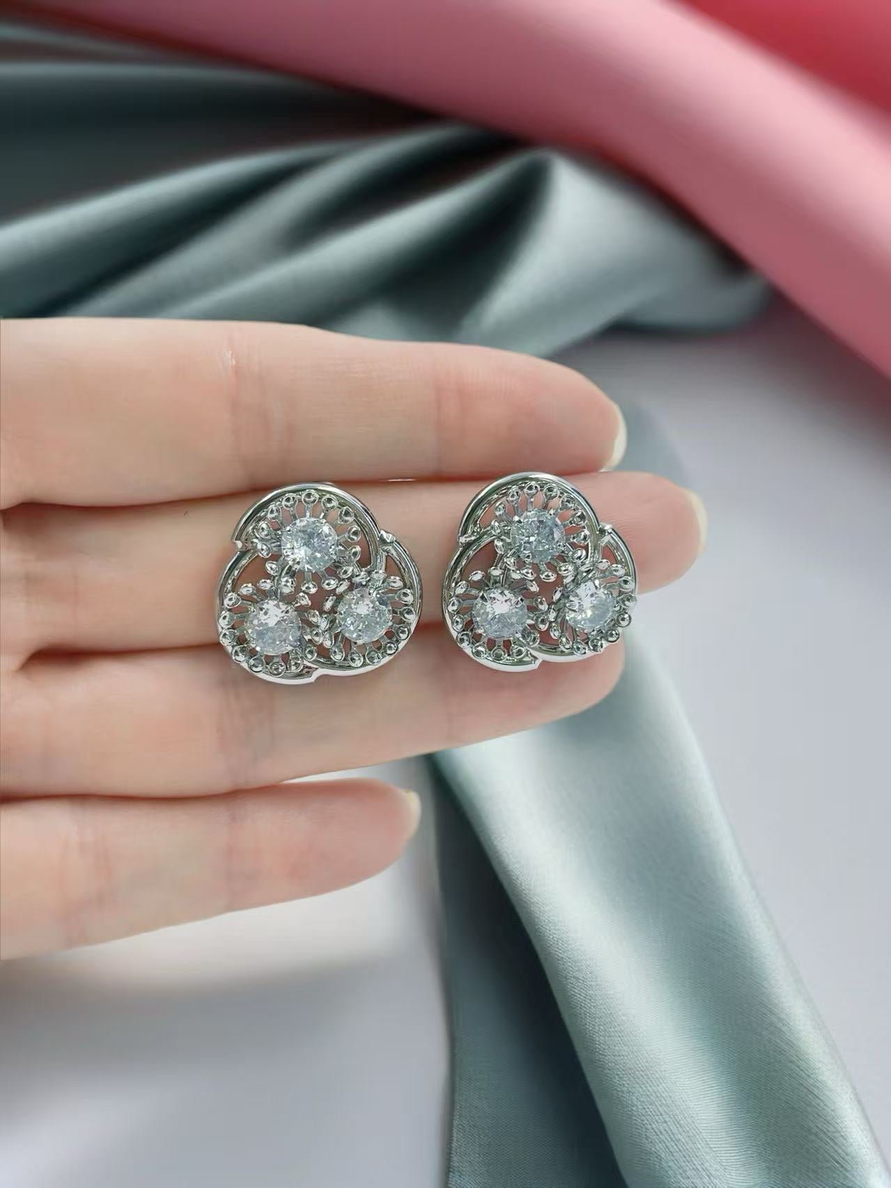 Silver Sparkle Stud Earrings