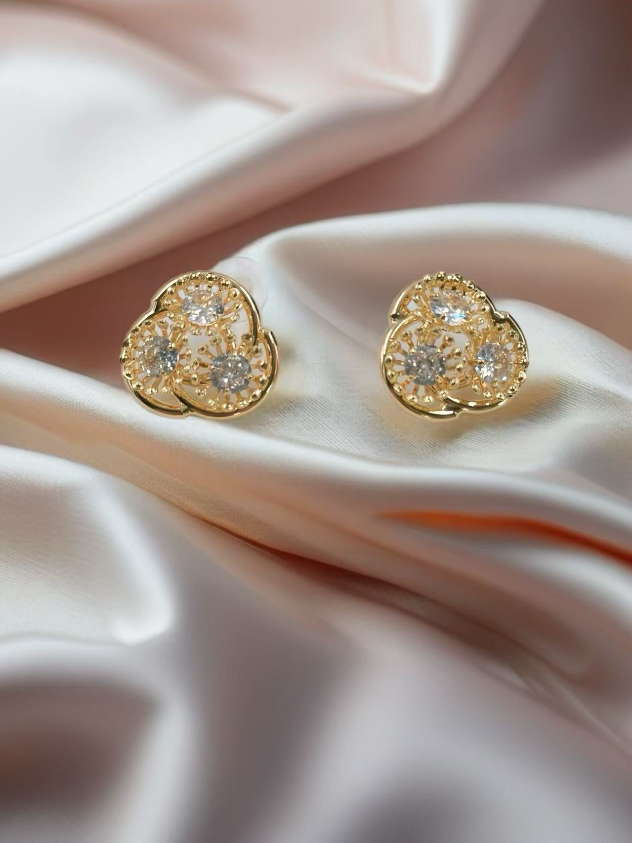 Gold Sparkle Stud Earrings