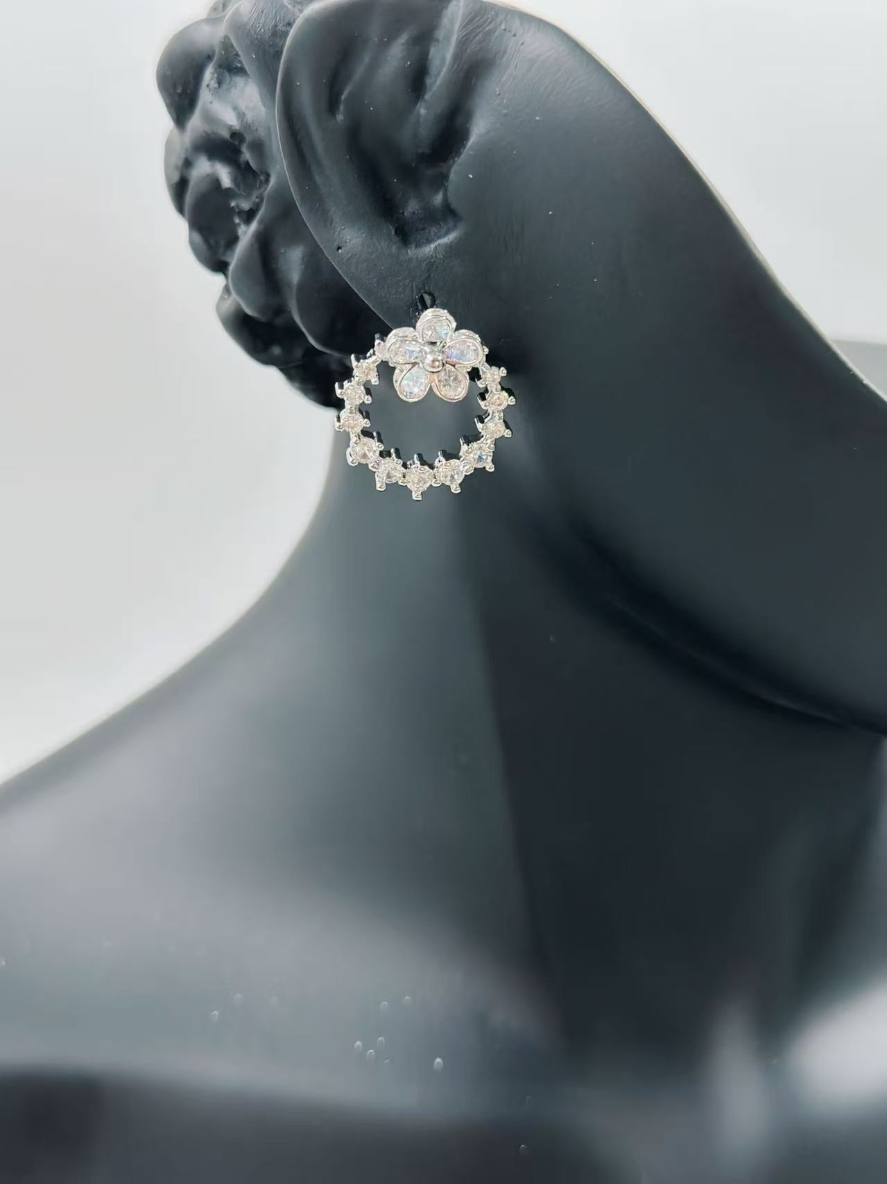 Silver Radiant Cluster Stud Earrings