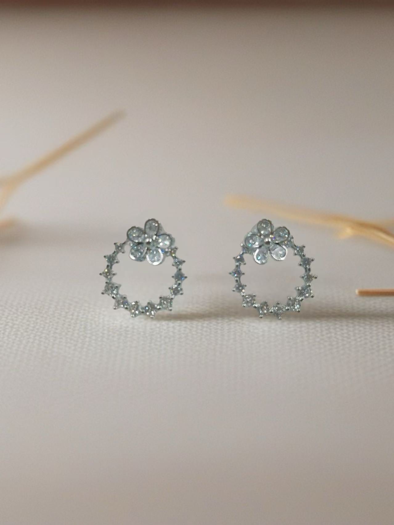 Silver Radiant Cluster Stud Earrings