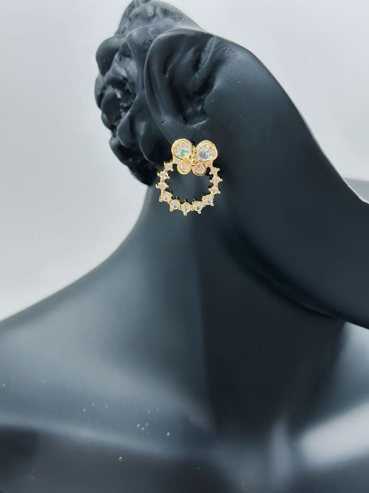 Gold Radiant Cluster Stud Earrings