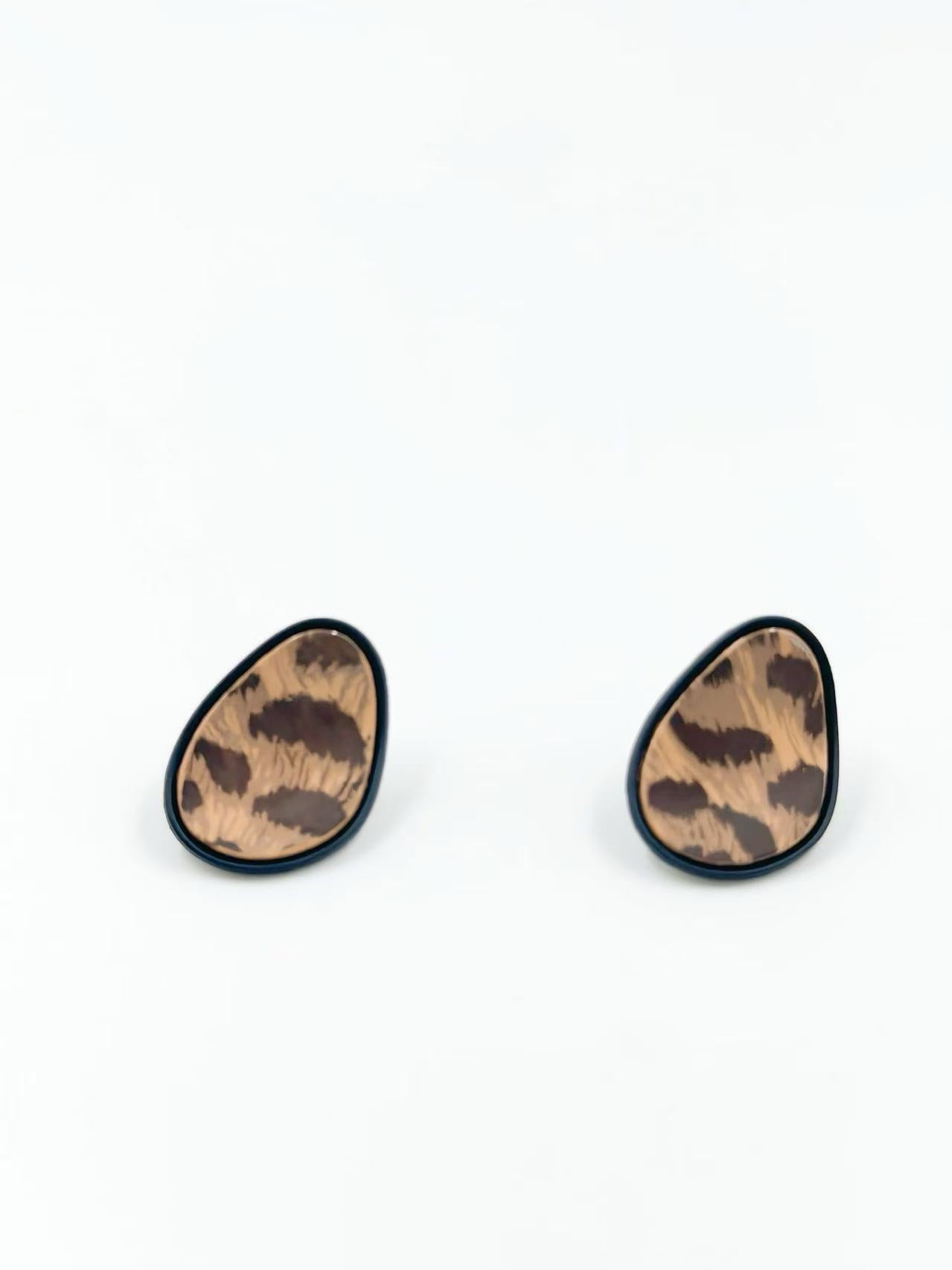 Leopard Print Teardrop Stud Earrings