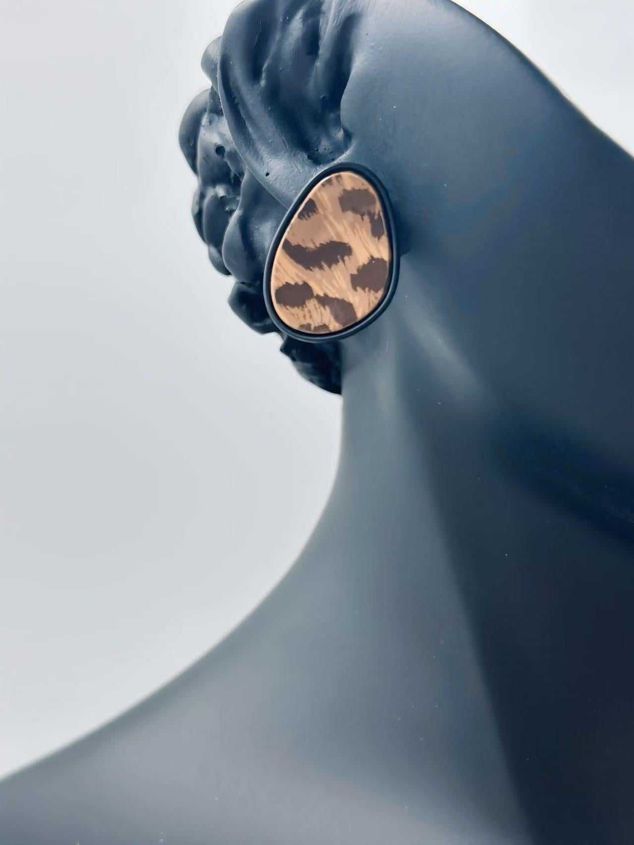 Leopard Print Teardrop Stud Earrings