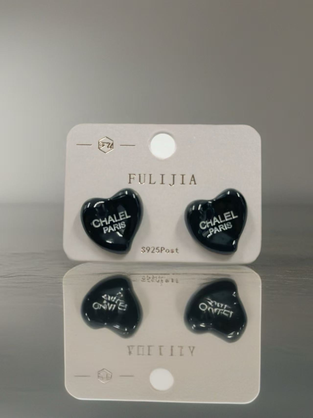 Black Heart Stud Earrings