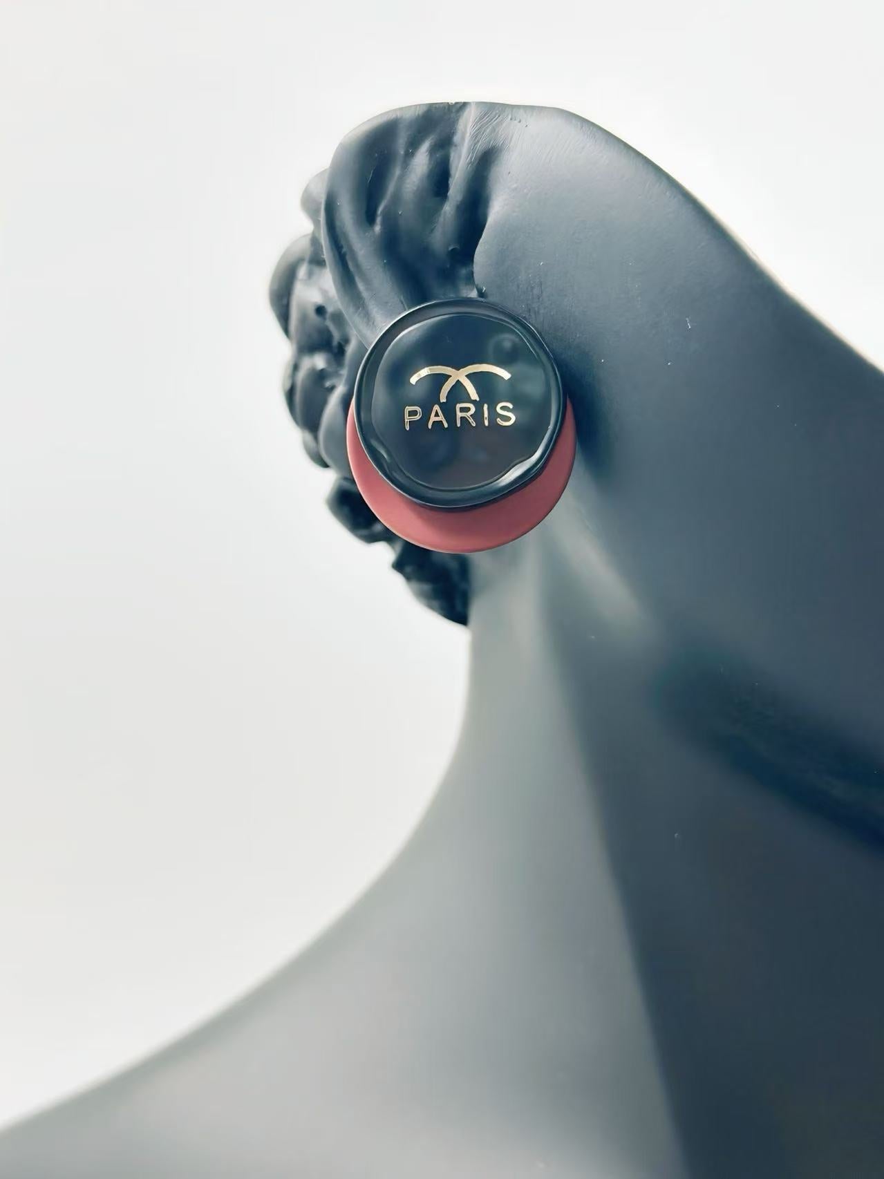 Red & Black Round Paris-Inspired Stud Earrings